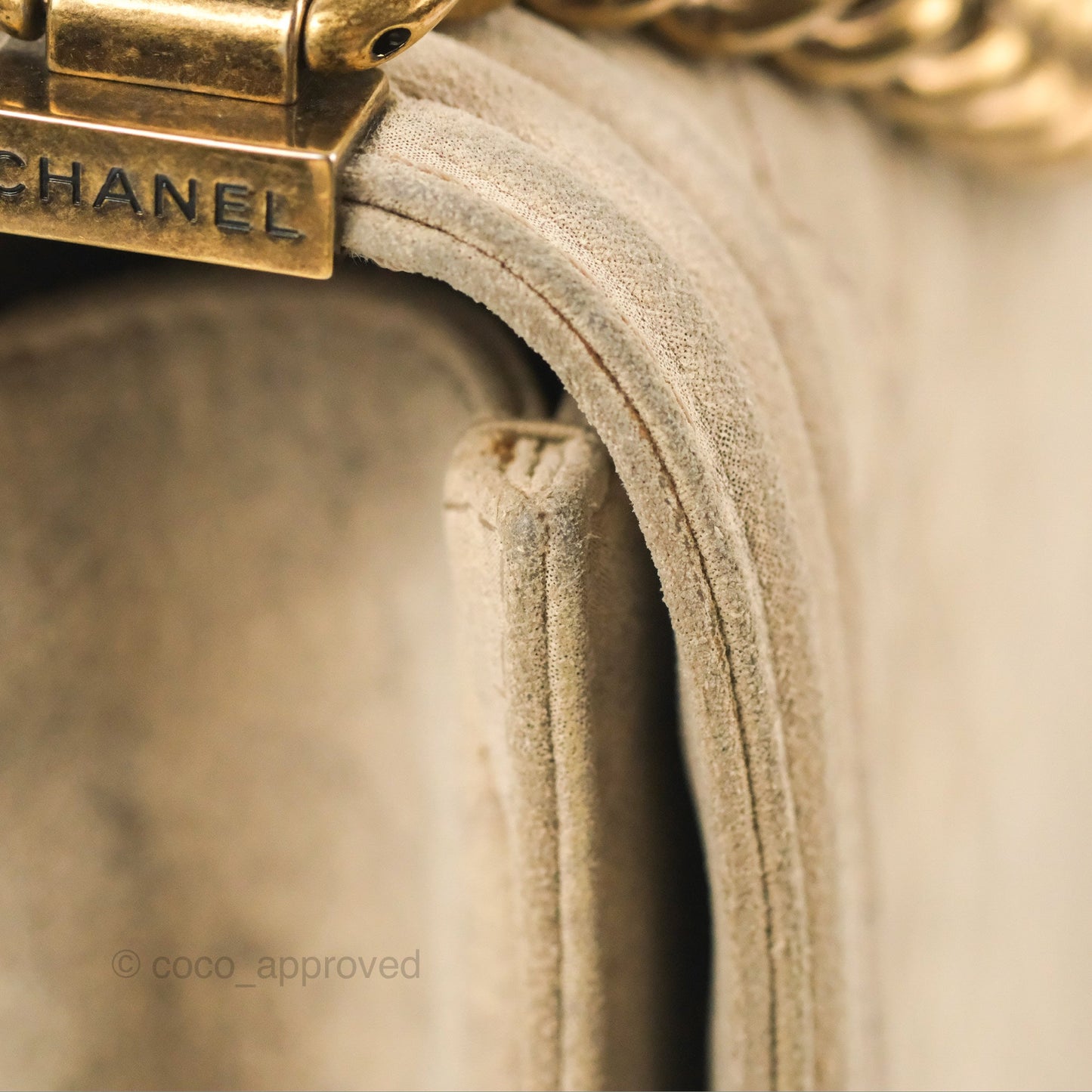 Chanel Boy Flap Bag Quilted Distressed Suede Large