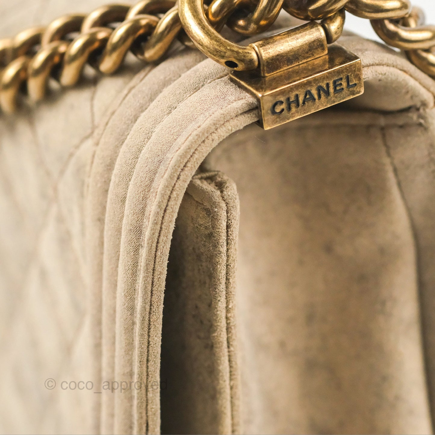 Chanel Boy Flap Bag Quilted Distressed Suede Large