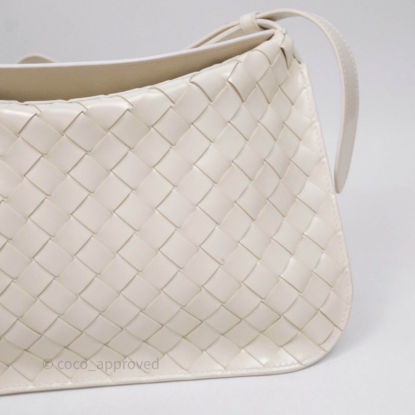 Bottega Veneta Flap Woven Leather White Shoulder Bag