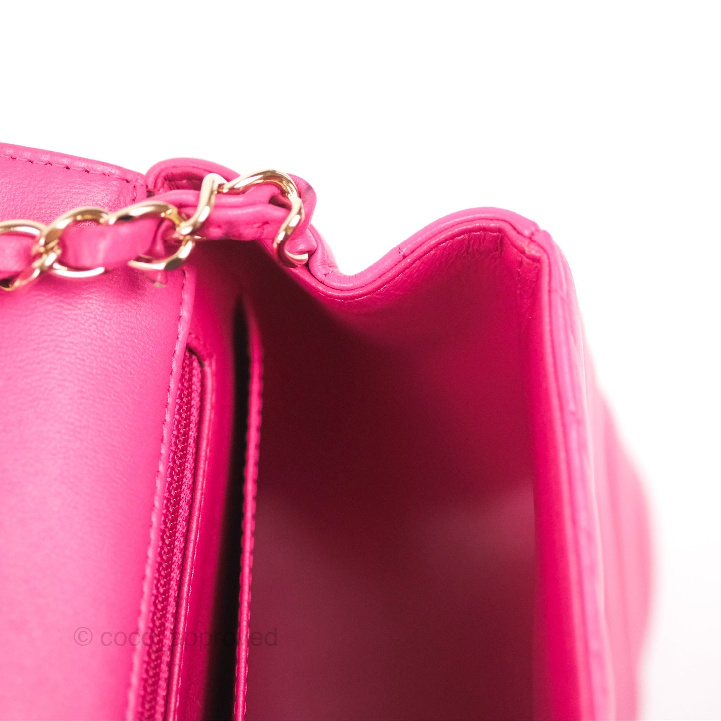 Chanel Chevron Mini Square Flap Pink Lambskin Gold Hardware