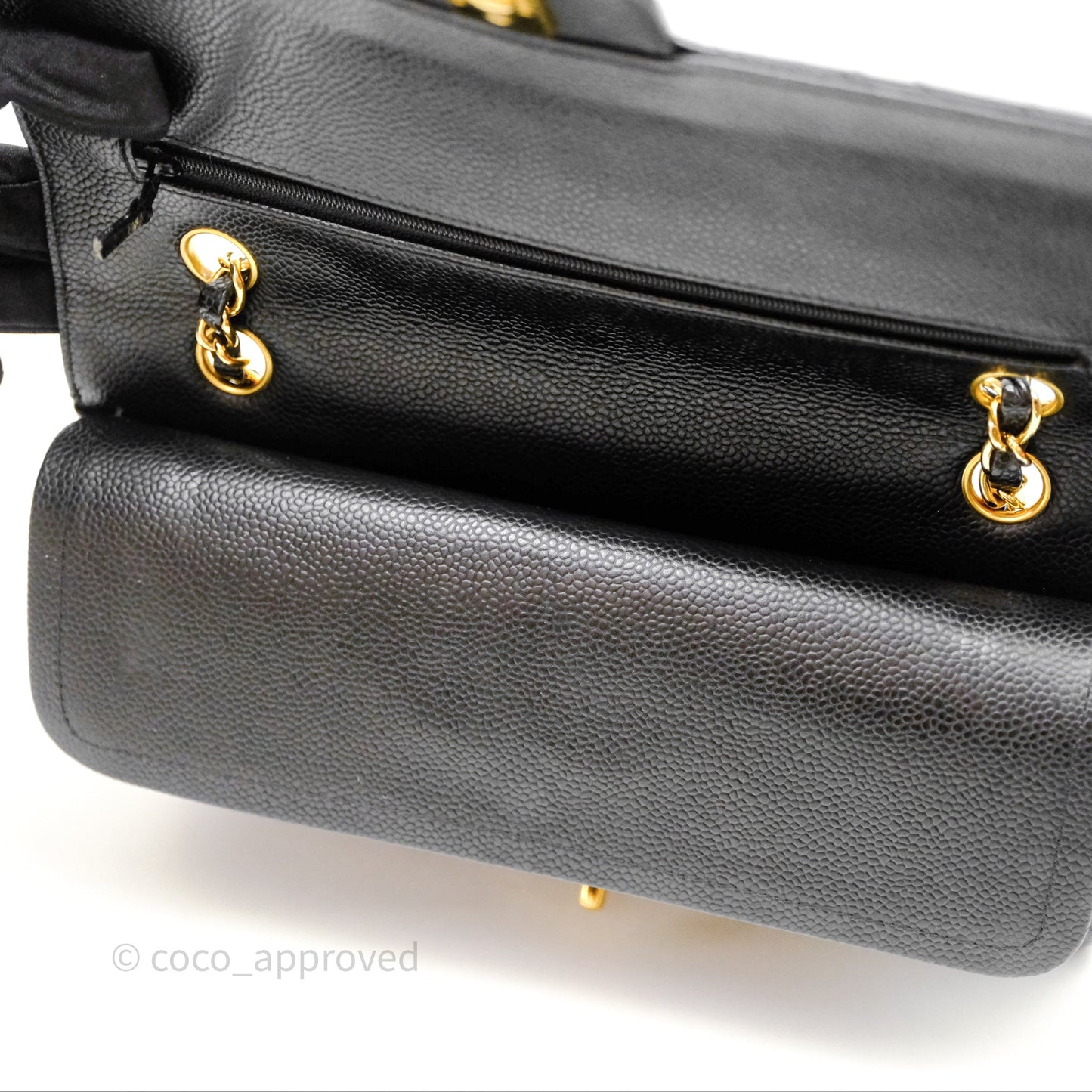 Chanel Classic M/L Medium Flap Quilted Black Caviar Gold Hardware
