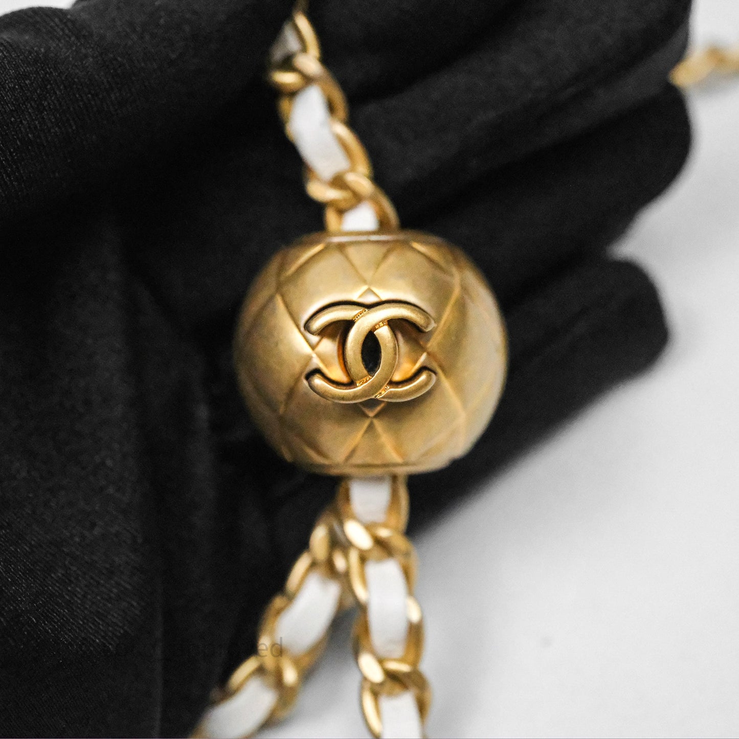 Chanel Mini Rectangular Pearl Crush Quilted White Lambskin Aged Gold Hardware