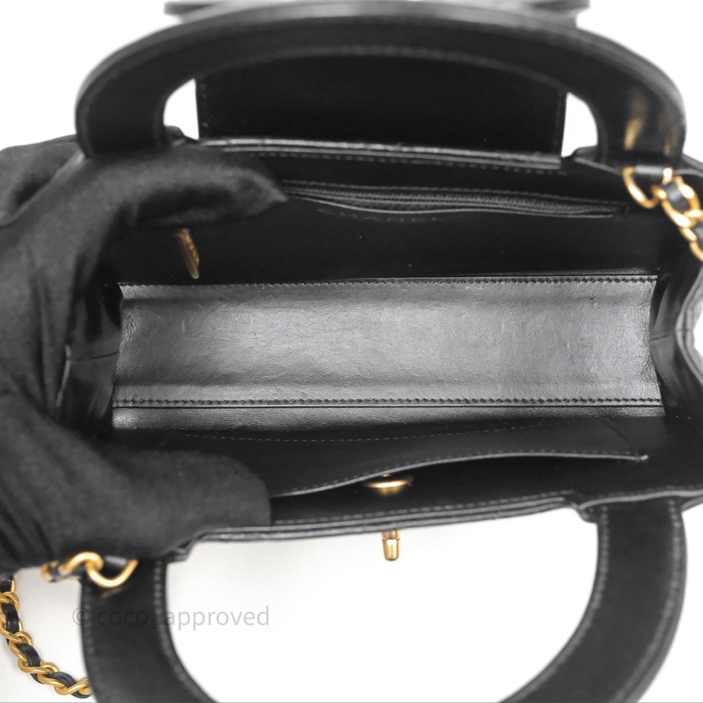 Chanel Kelly Bag Quilted Black Shiny Crumpled Calfskin Aged Gold Hardware