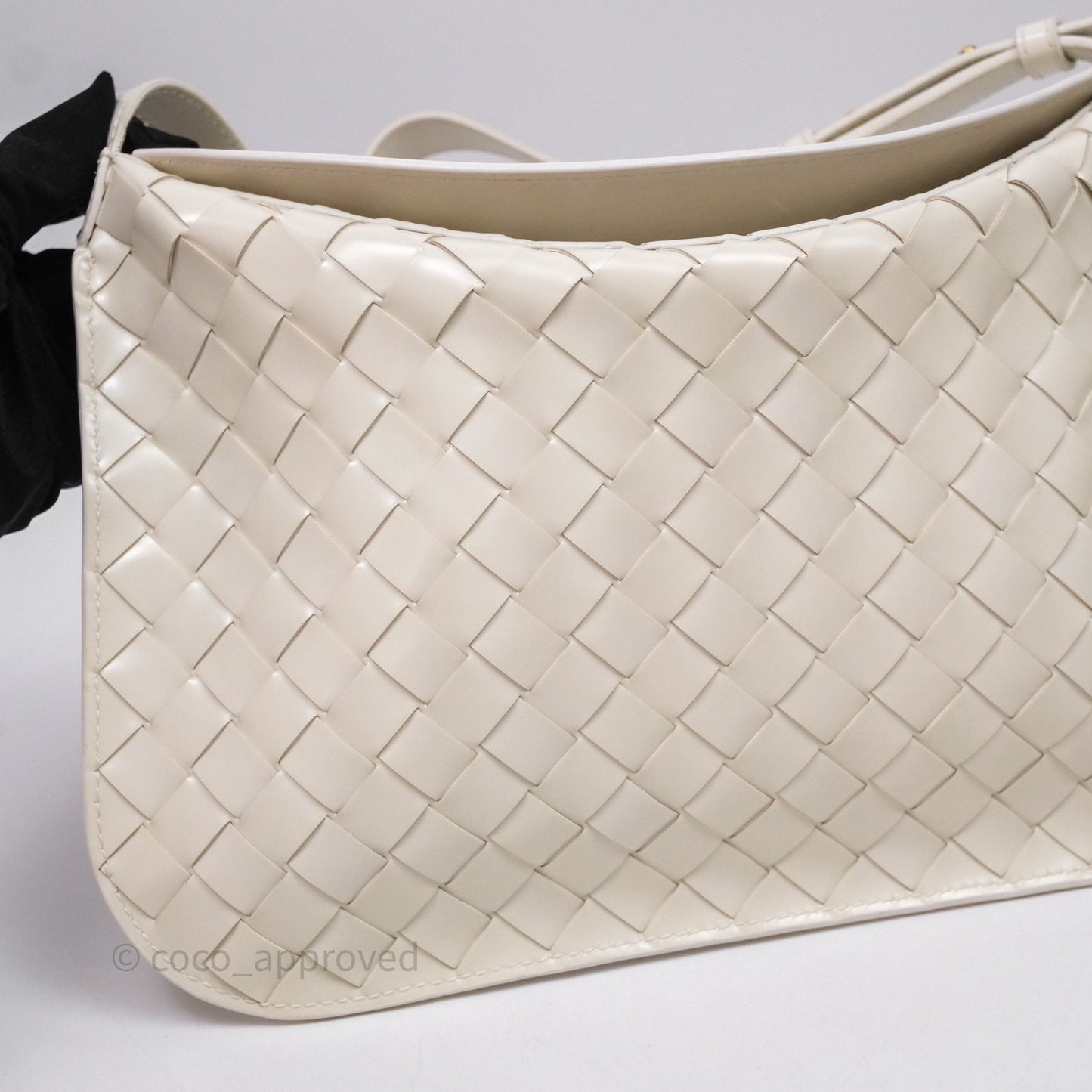 Bottega Veneta Flap Woven Leather White Shoulder Bag