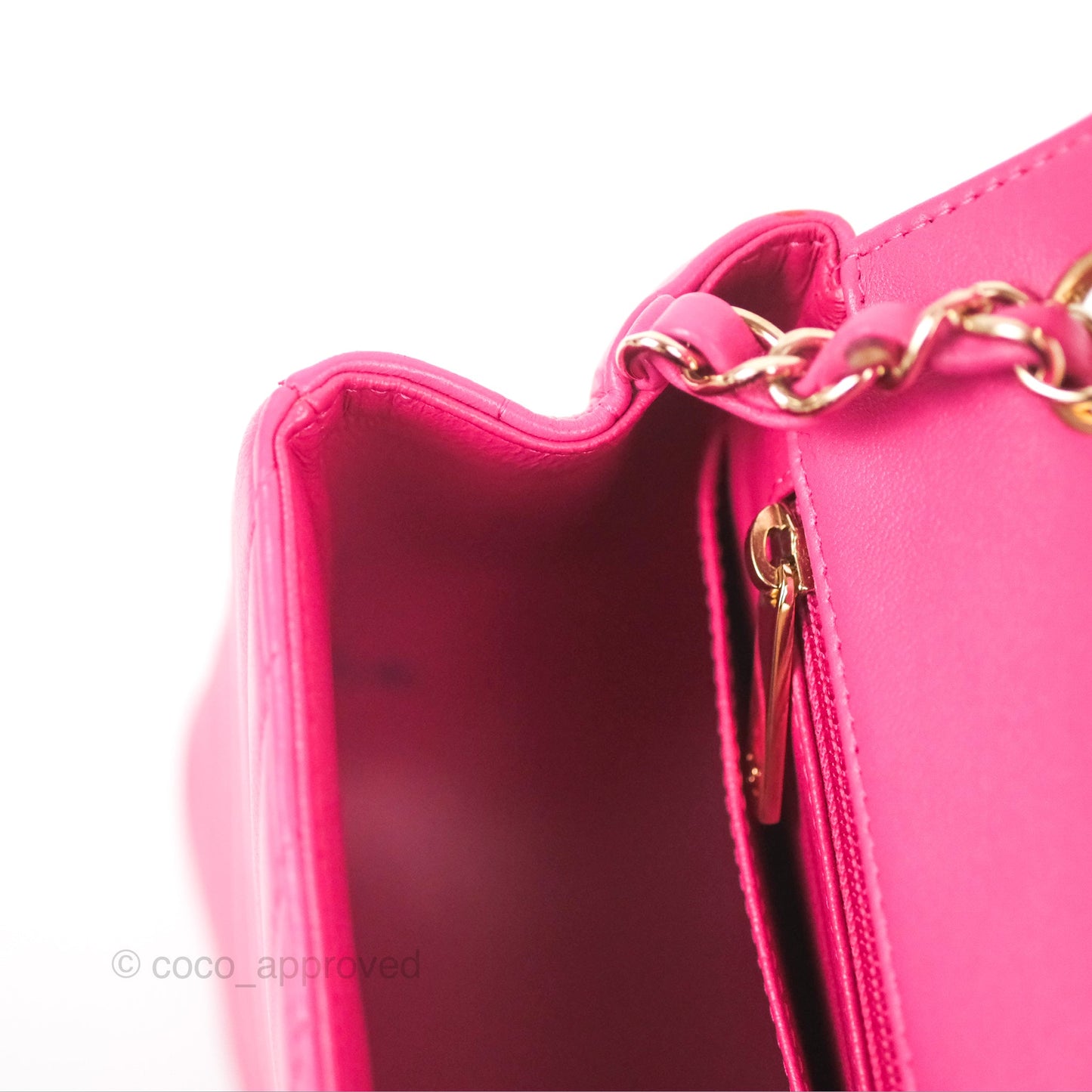 Chanel Chevron Mini Square Flap Pink Lambskin Gold Hardware