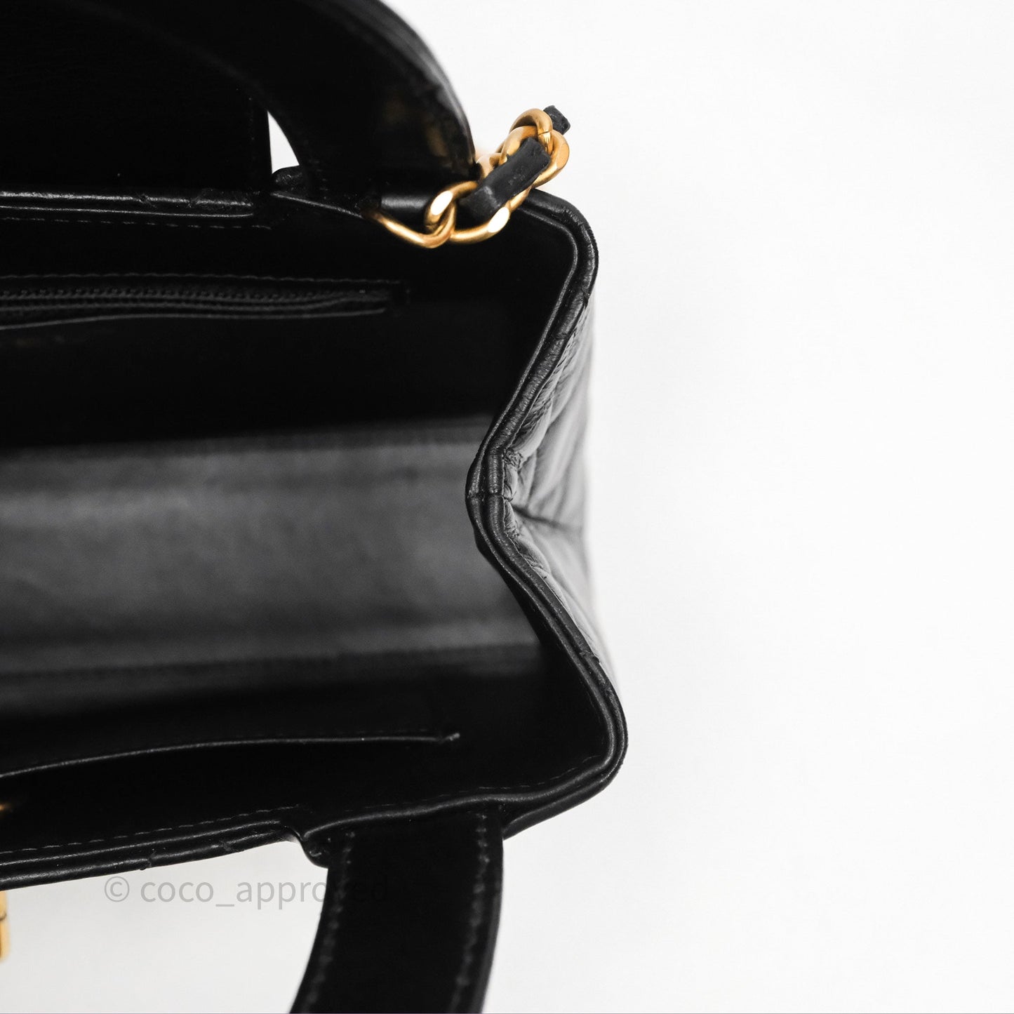 Chanel Kelly Bag Quilted Black Shiny Crumpled Calfskin Aged Gold Hardware