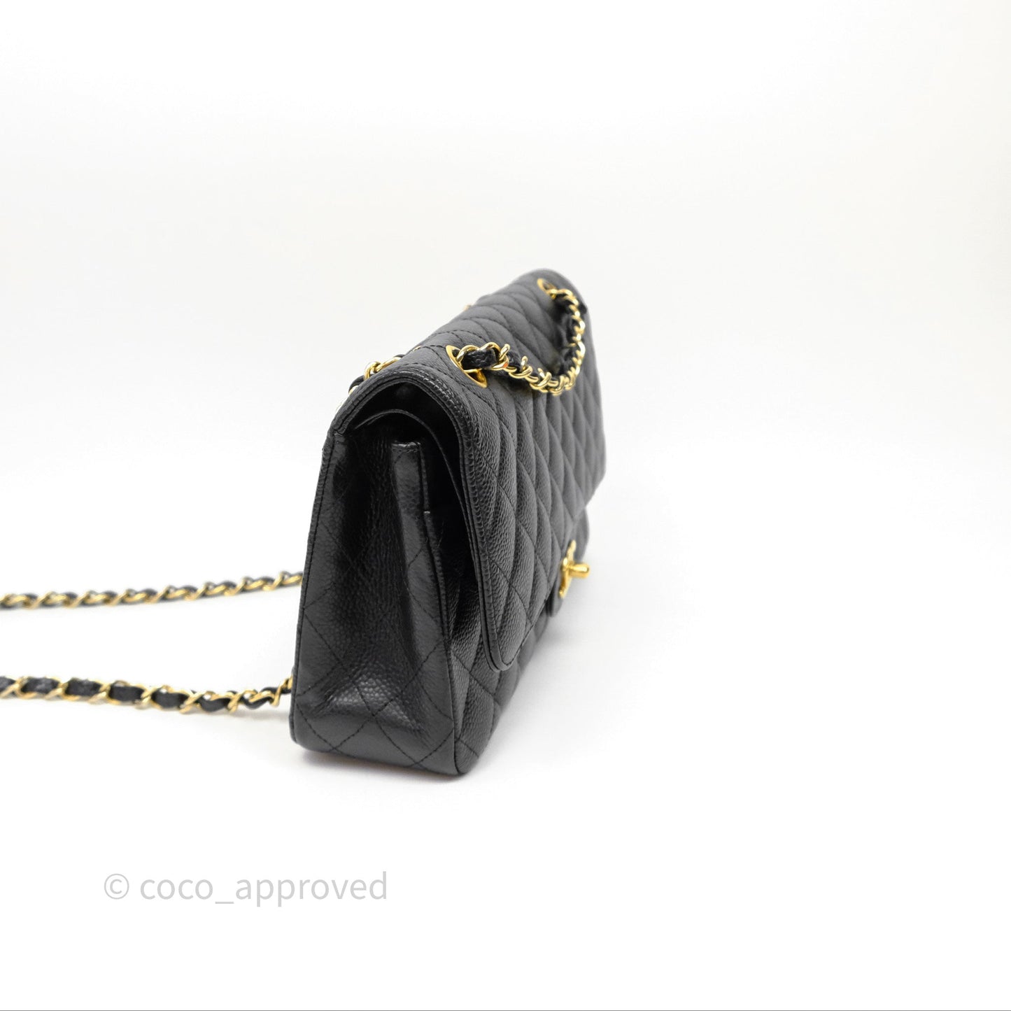 Chanel Classic M/L Medium Flap Quilted Black Caviar Gold Hardware