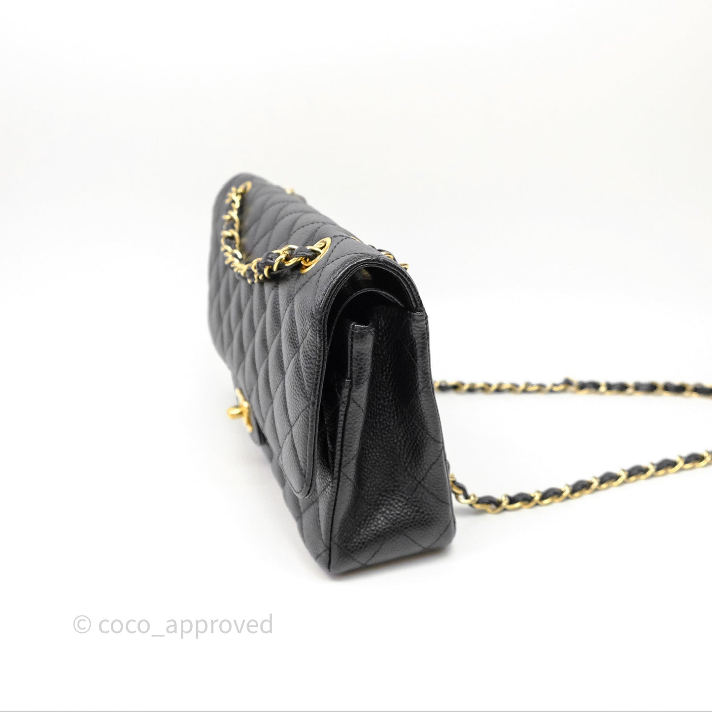 Chanel Classic M/L Medium Flap Quilted Black Caviar Gold Hardware