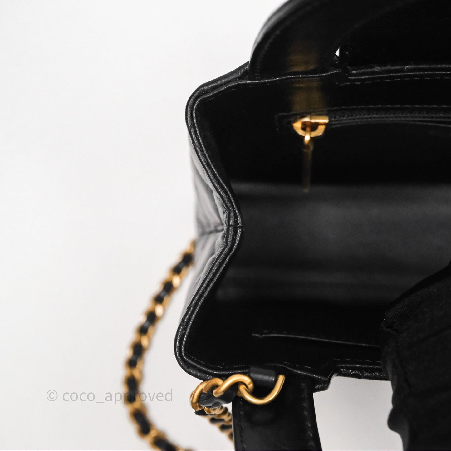 Chanel Kelly Bag Quilted Black Shiny Crumpled Calfskin Aged Gold Hardware