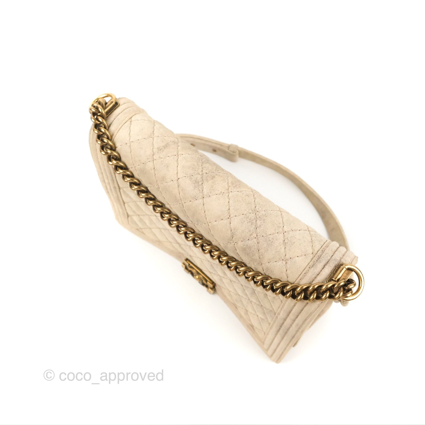 Chanel Boy Flap Bag Quilted Distressed Suede Large