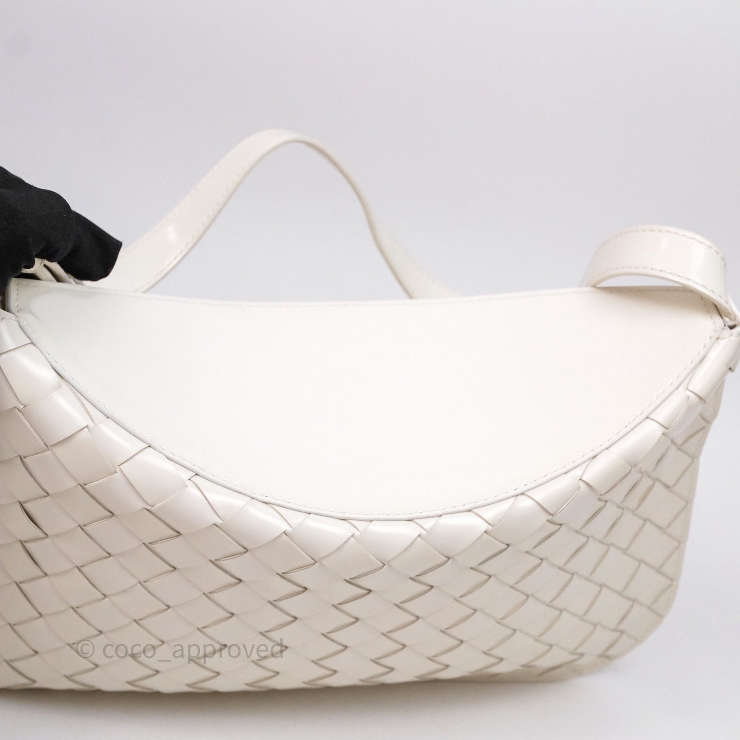 Bottega Veneta Flap Woven Leather White Shoulder Bag