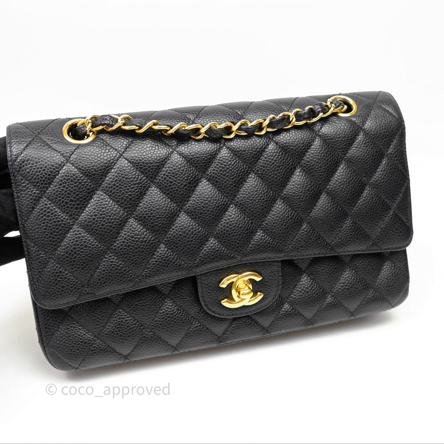 Chanel Classic M/L Medium Flap Quilted Black Caviar Gold Hardware