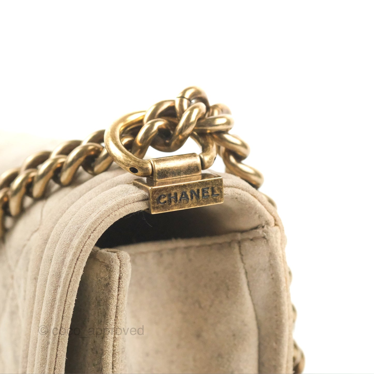 Chanel Boy Flap Bag Quilted Distressed Suede Large