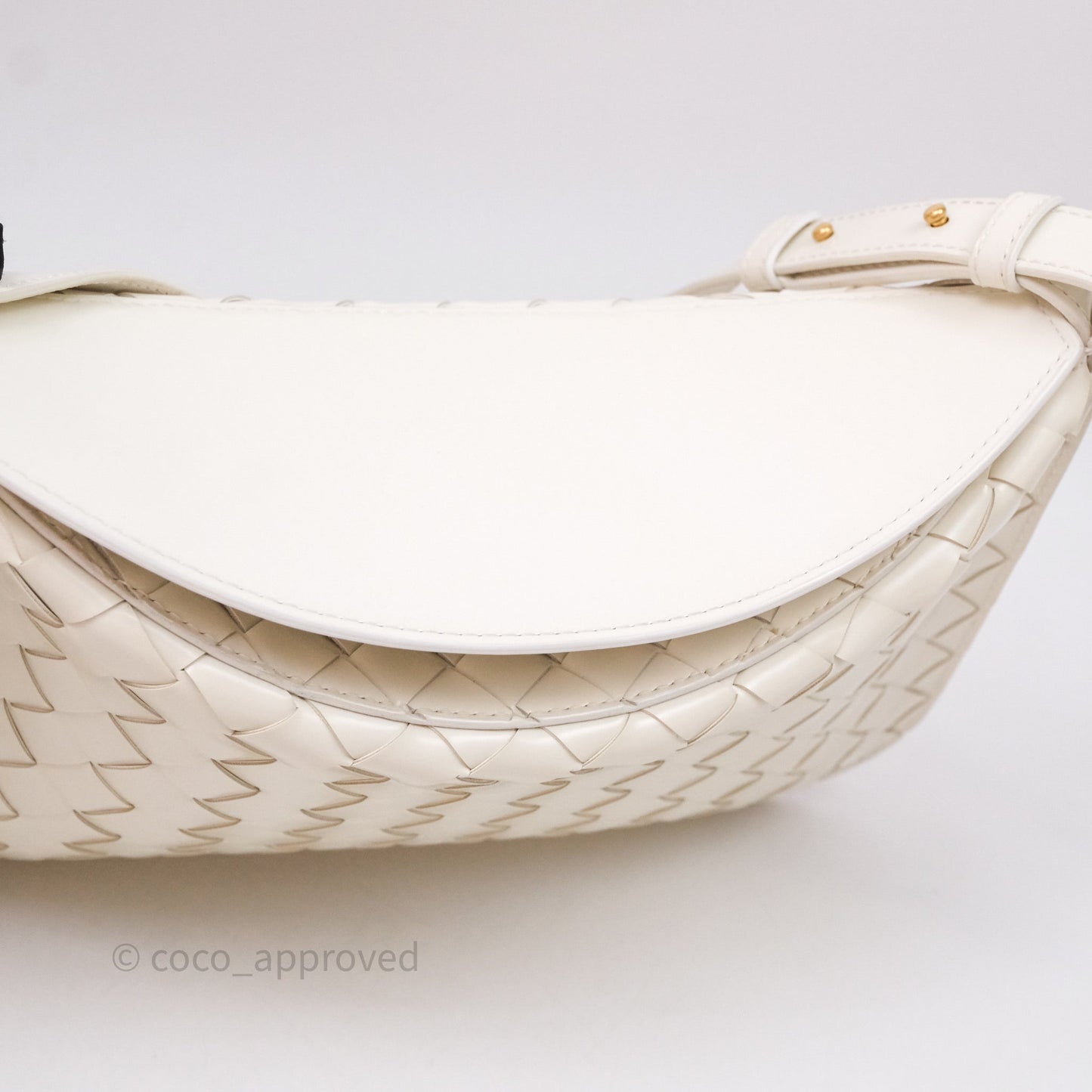 Bottega Veneta Flap Woven Leather White Shoulder Bag