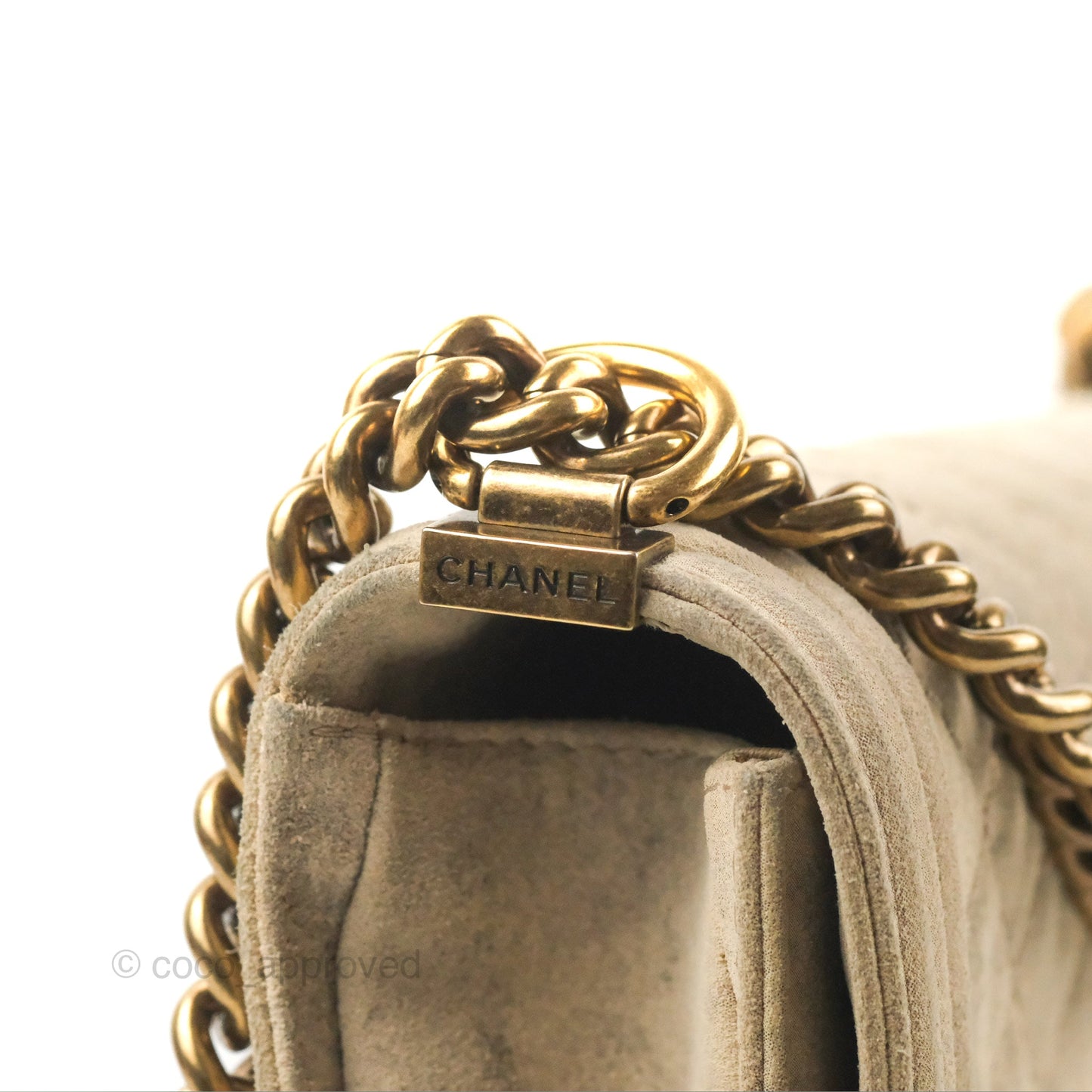Chanel Boy Flap Bag Quilted Distressed Suede Large