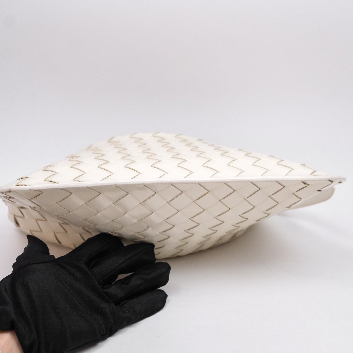Bottega Veneta Flap Woven Leather White Shoulder Bag