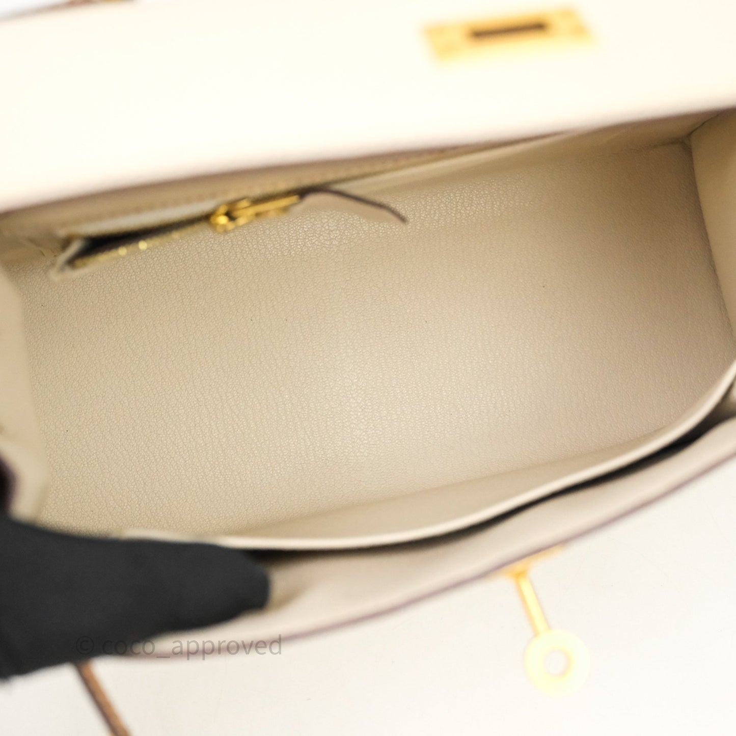 Hermes Kelly 25 Special Order Craie x Gold Epsom Matte Gold Hardware