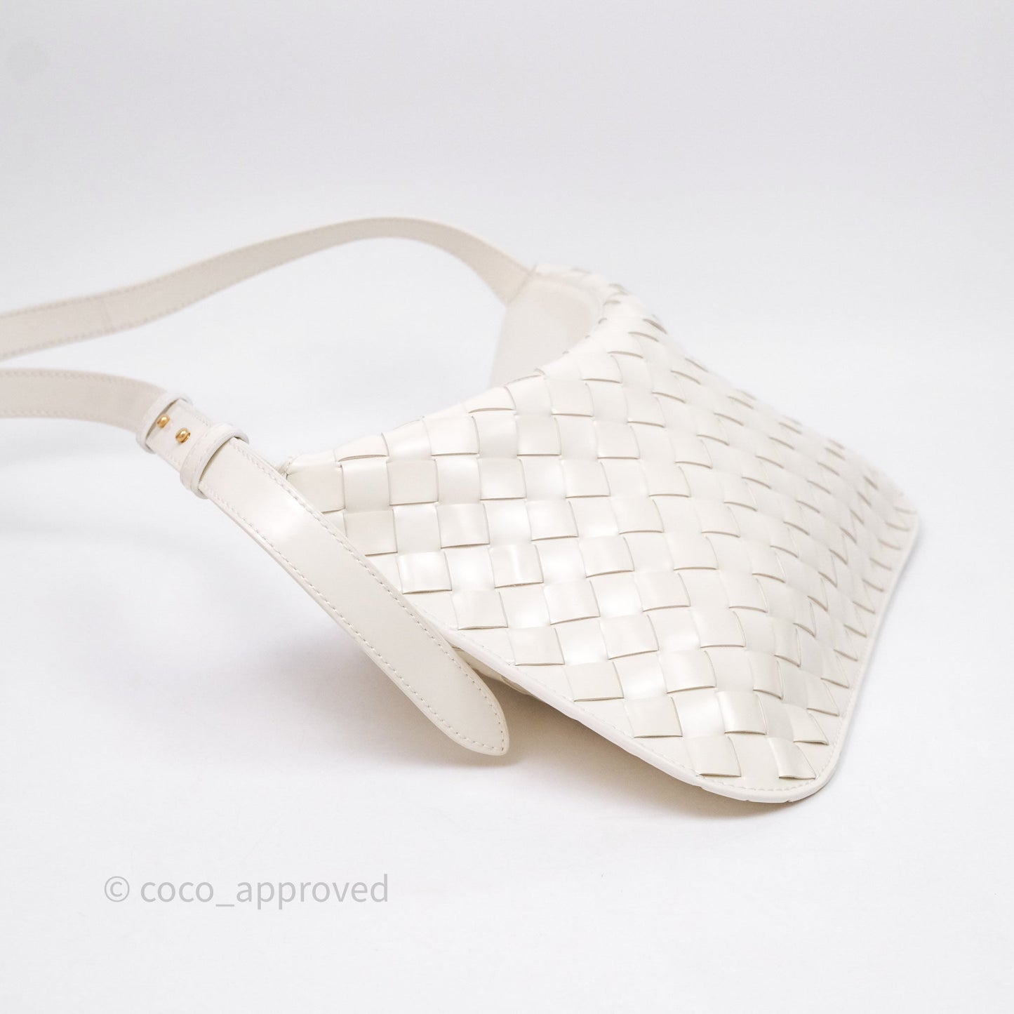 Bottega Veneta Flap Woven Leather White Shoulder Bag