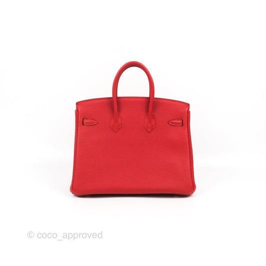 Hermes Birkin 25 Togo Rouge Vermillon Gold Hardware
