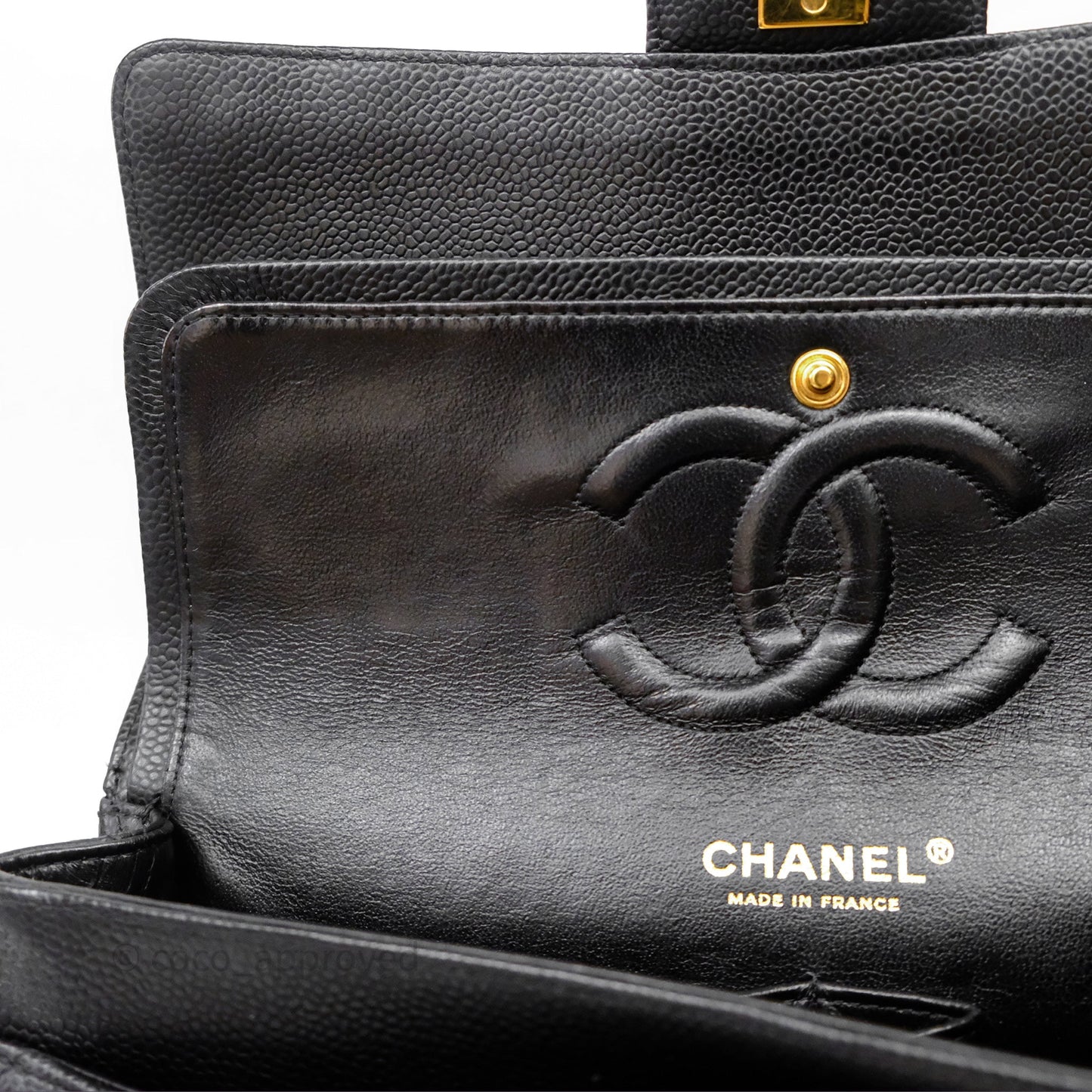 Chanel Classic M/L Medium Flap Quilted Black Caviar Gold Hardware
