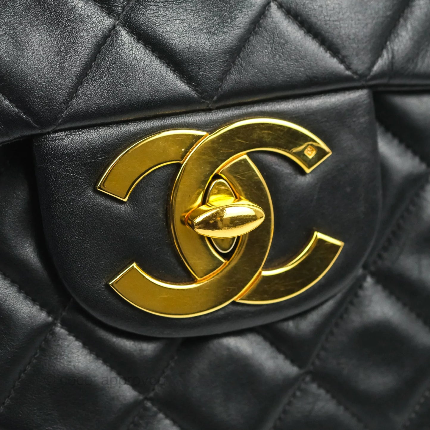 Chanel Vintage XL Jumbo Single Flap Black Lambskin 24K Gold Hardware