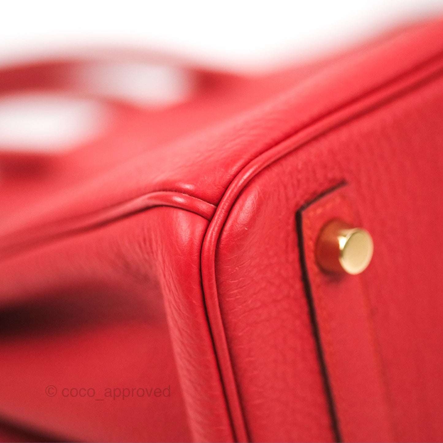 Hermes Birkin 25 Togo Rouge Vermillon Gold Hardware