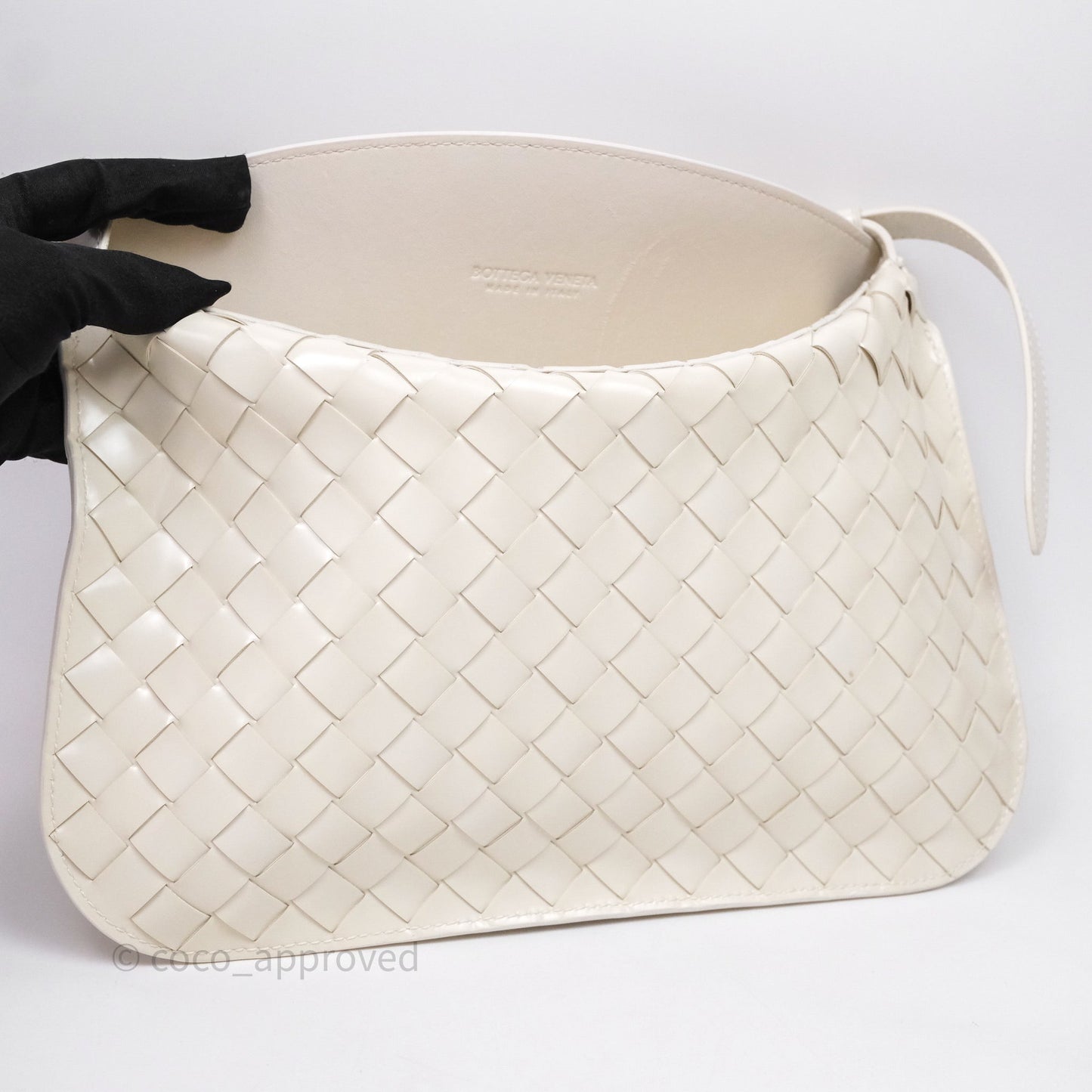 Bottega Veneta Flap Woven Leather White Shoulder Bag