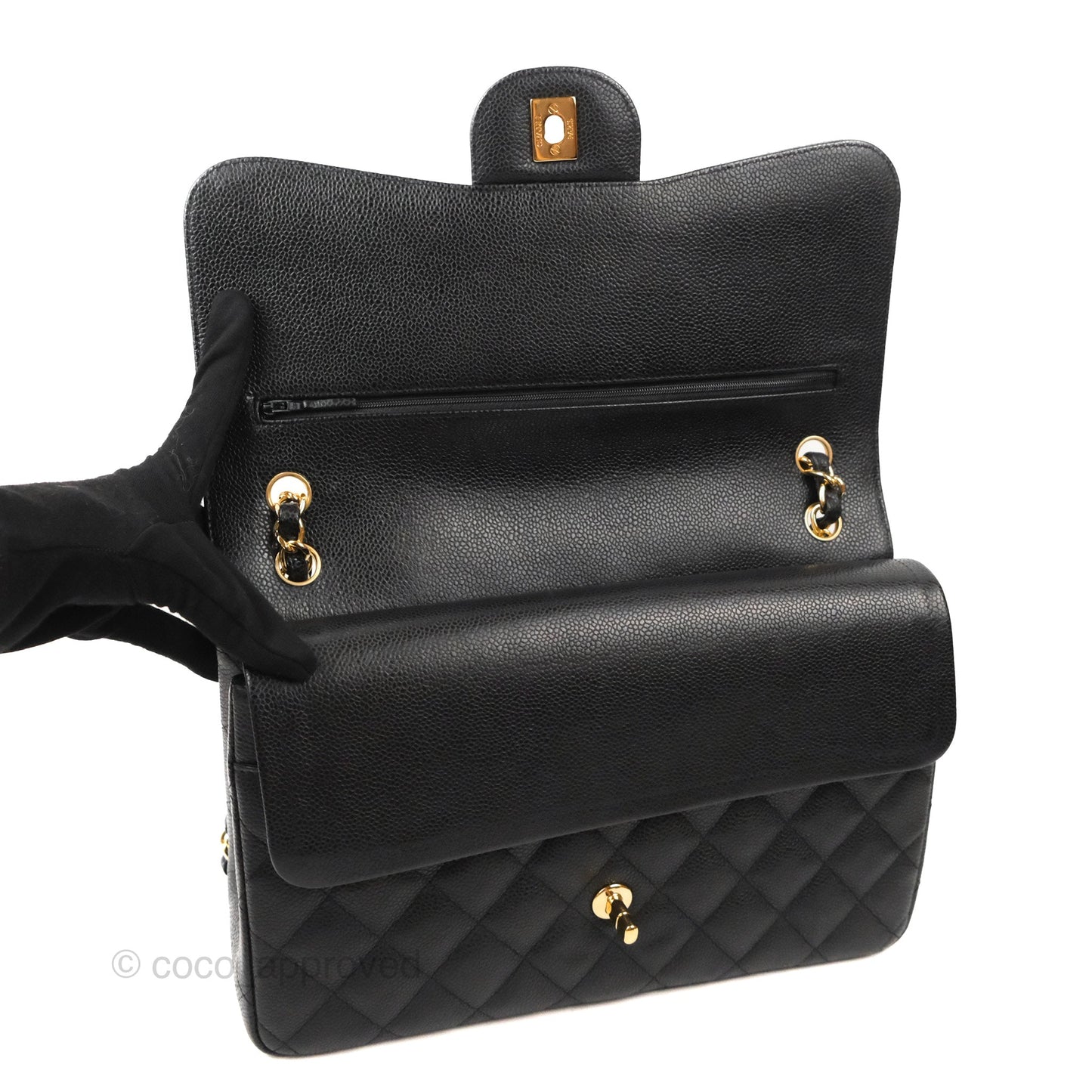 Chanel Jumbo Double Flap Black Caviar Gold Hardware⁣⁣