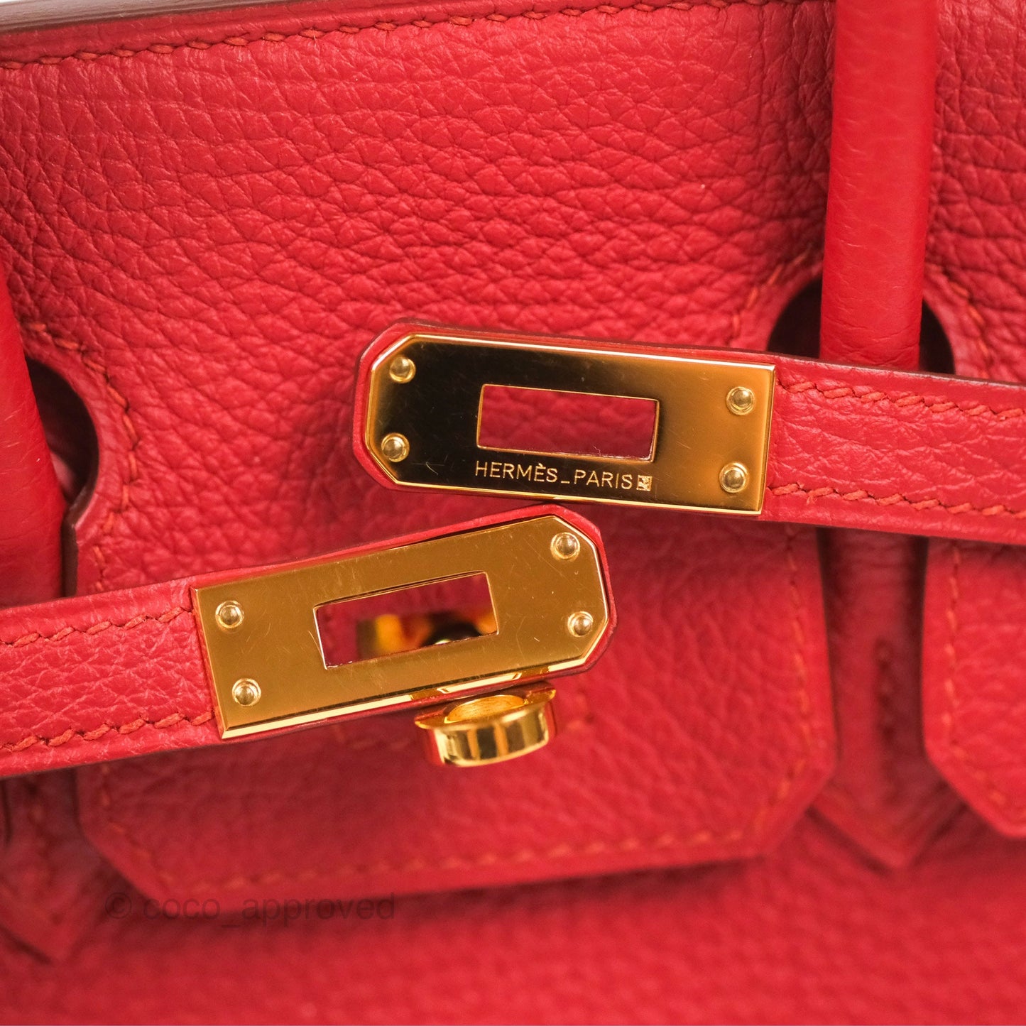Hermes Birkin 25 Togo Rouge Vermillon Gold Hardware