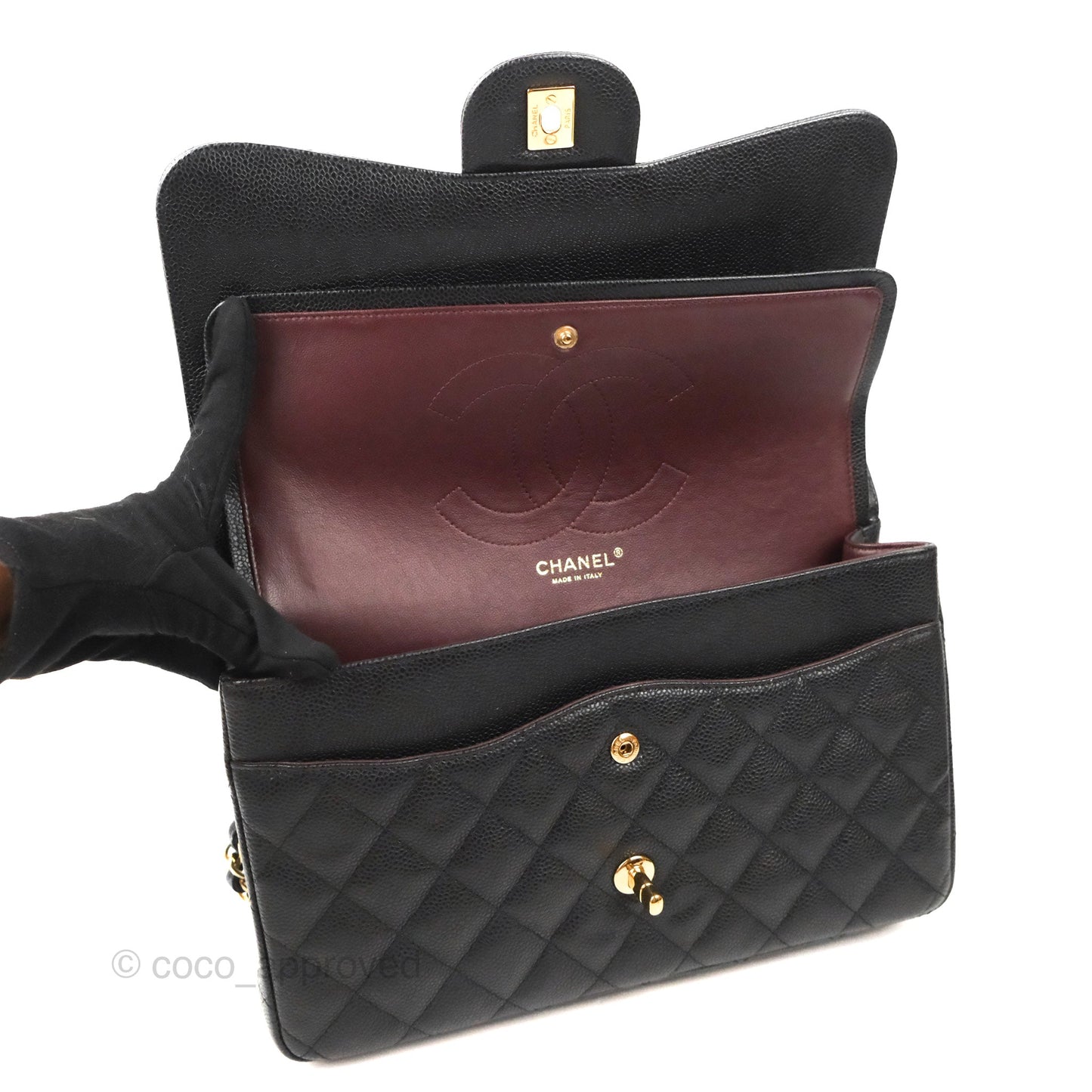 Chanel Jumbo Double Flap Black Caviar Gold Hardware⁣⁣