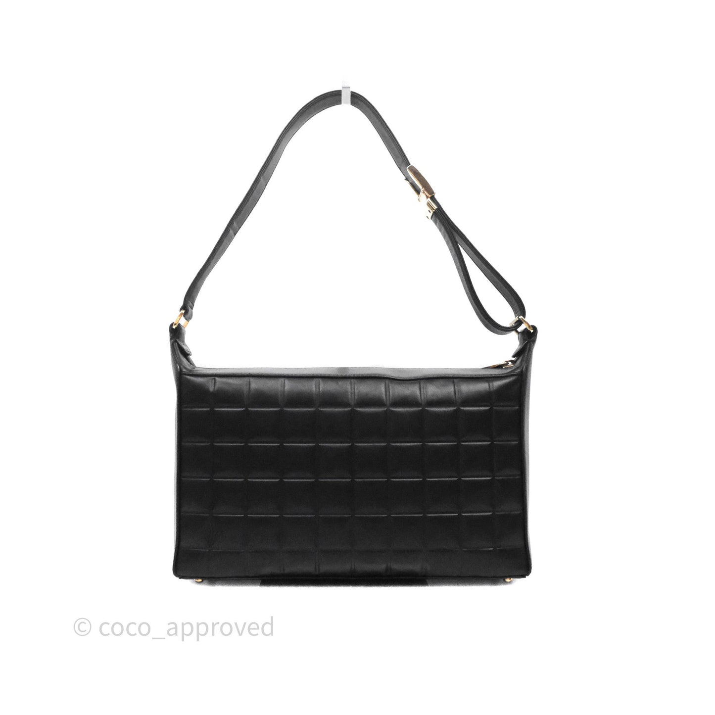Chanel Vintage Chocolate Bar Shoulder Bag Black Lambskin