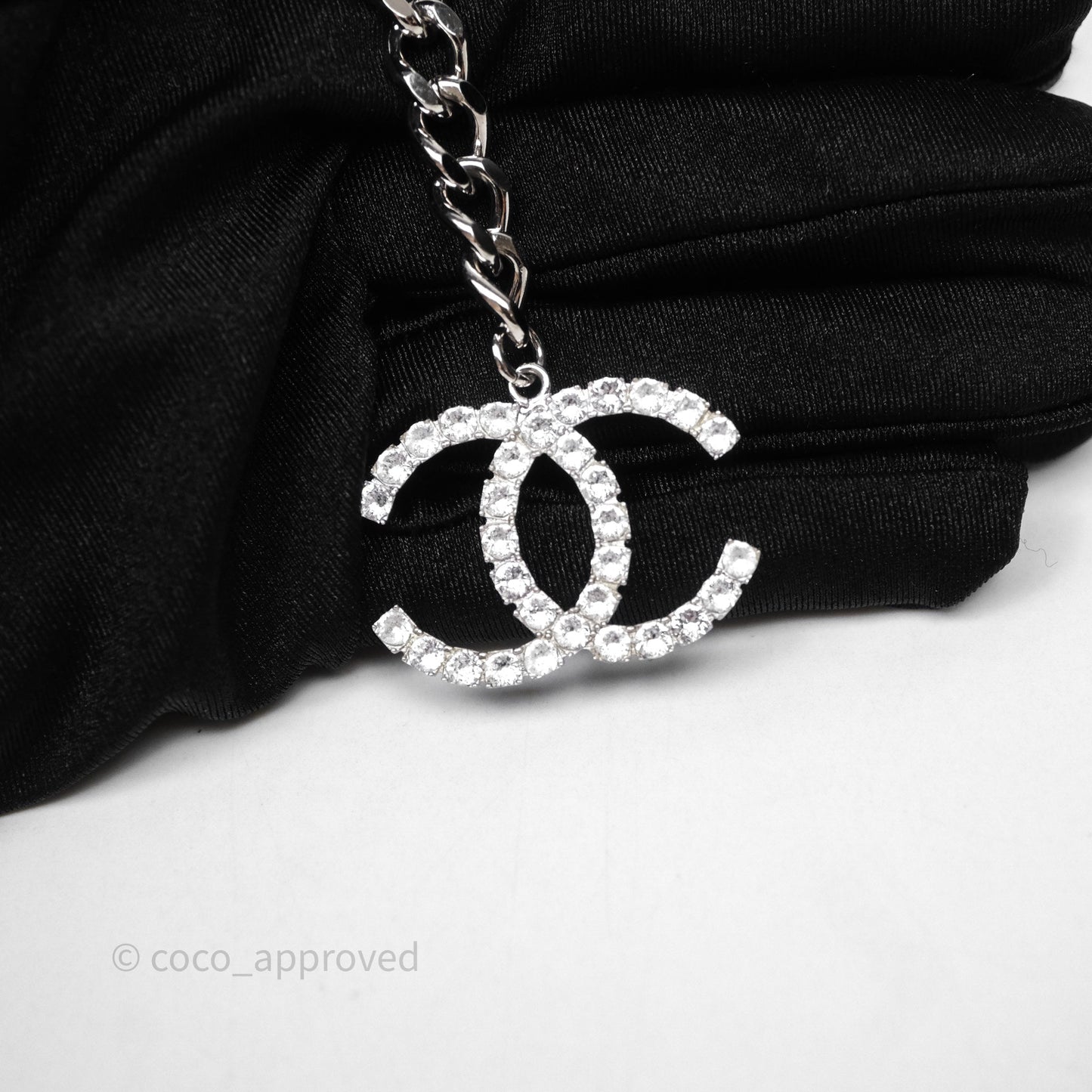 Chanel Crystals Logo Chain Belt Silver Tone 18S