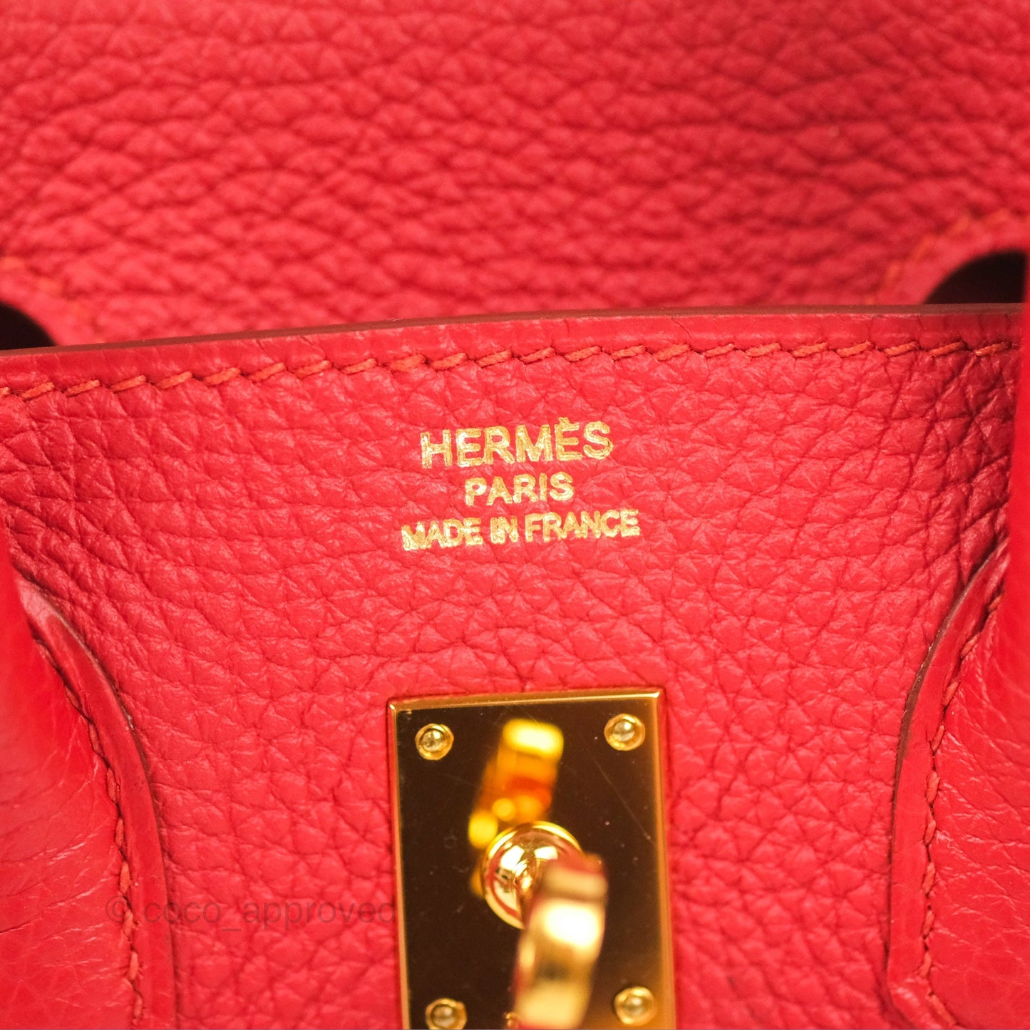 Hermes Birkin 25 Togo Rouge Vermillon Gold Hardware