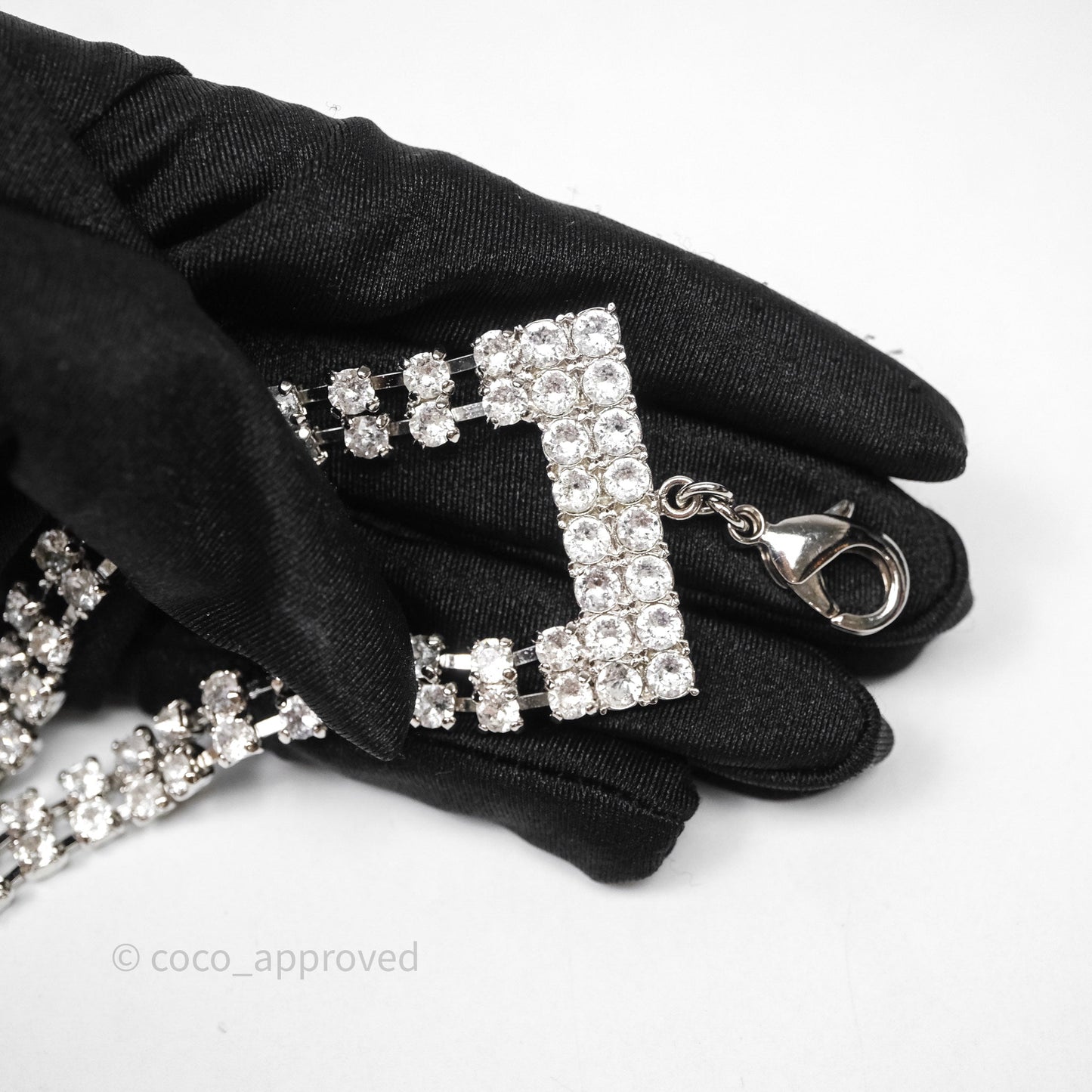 Chanel Crystals Logo Chain Belt Silver Tone 18S