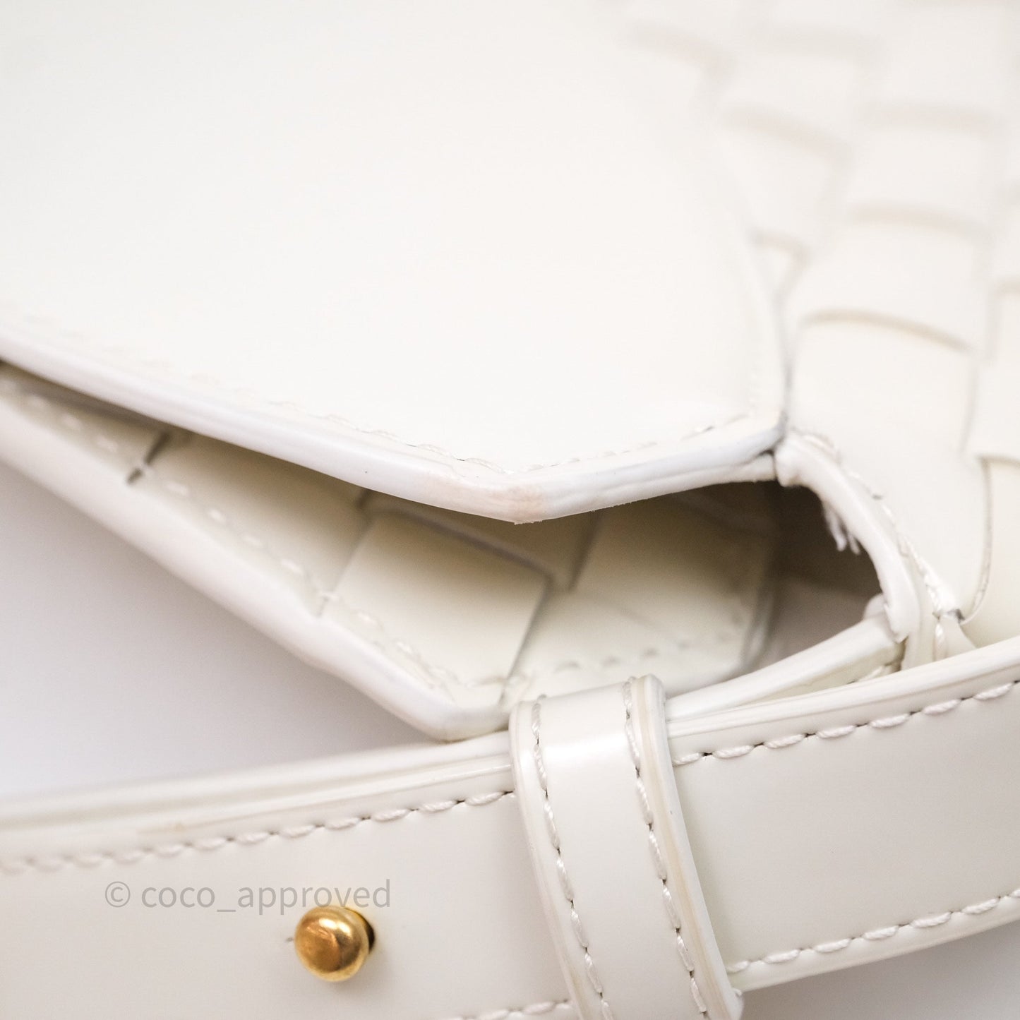 Bottega Veneta Flap Woven Leather White Shoulder Bag