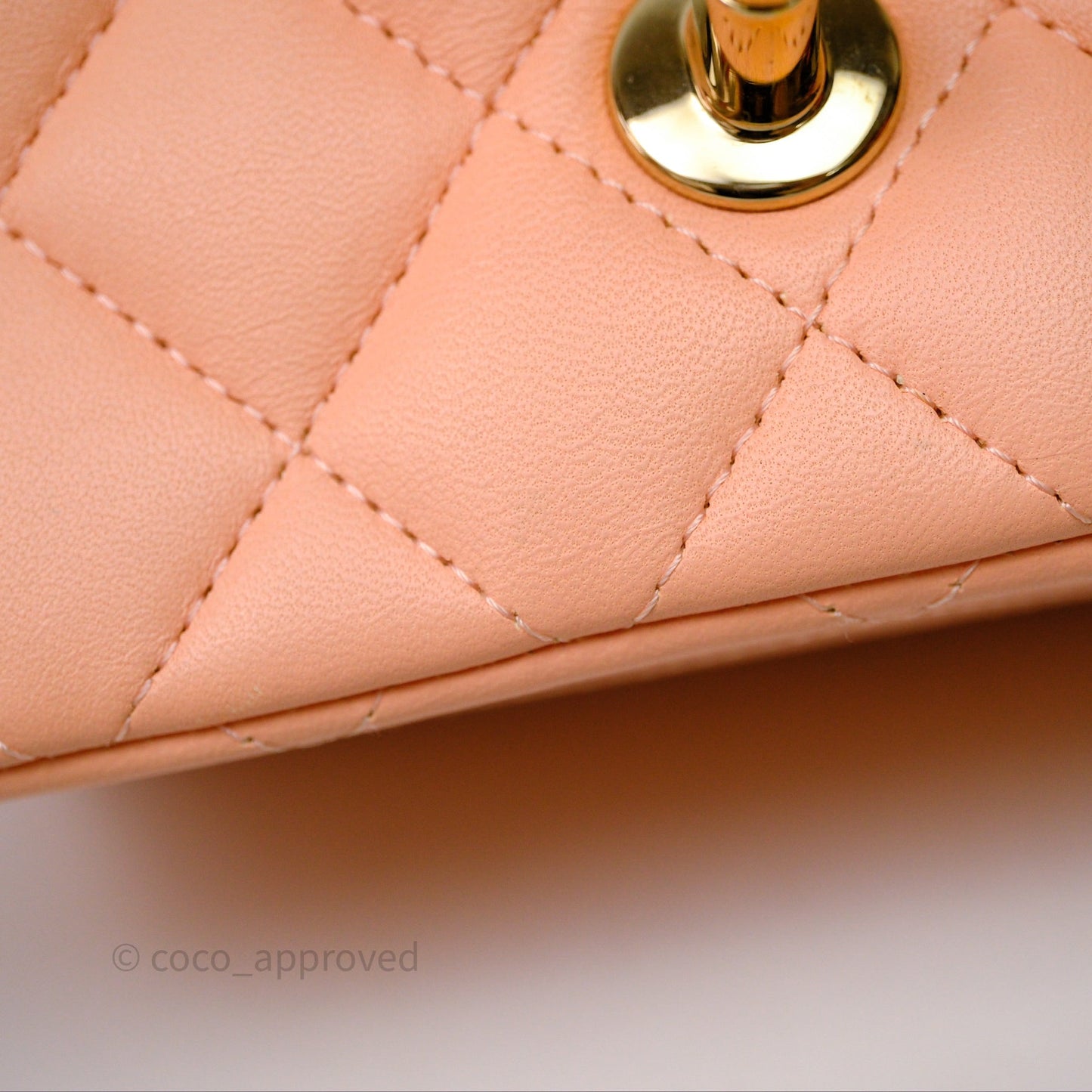 Chanel Mini Square Quilted Orange Claire Lambskin Gold Hardware