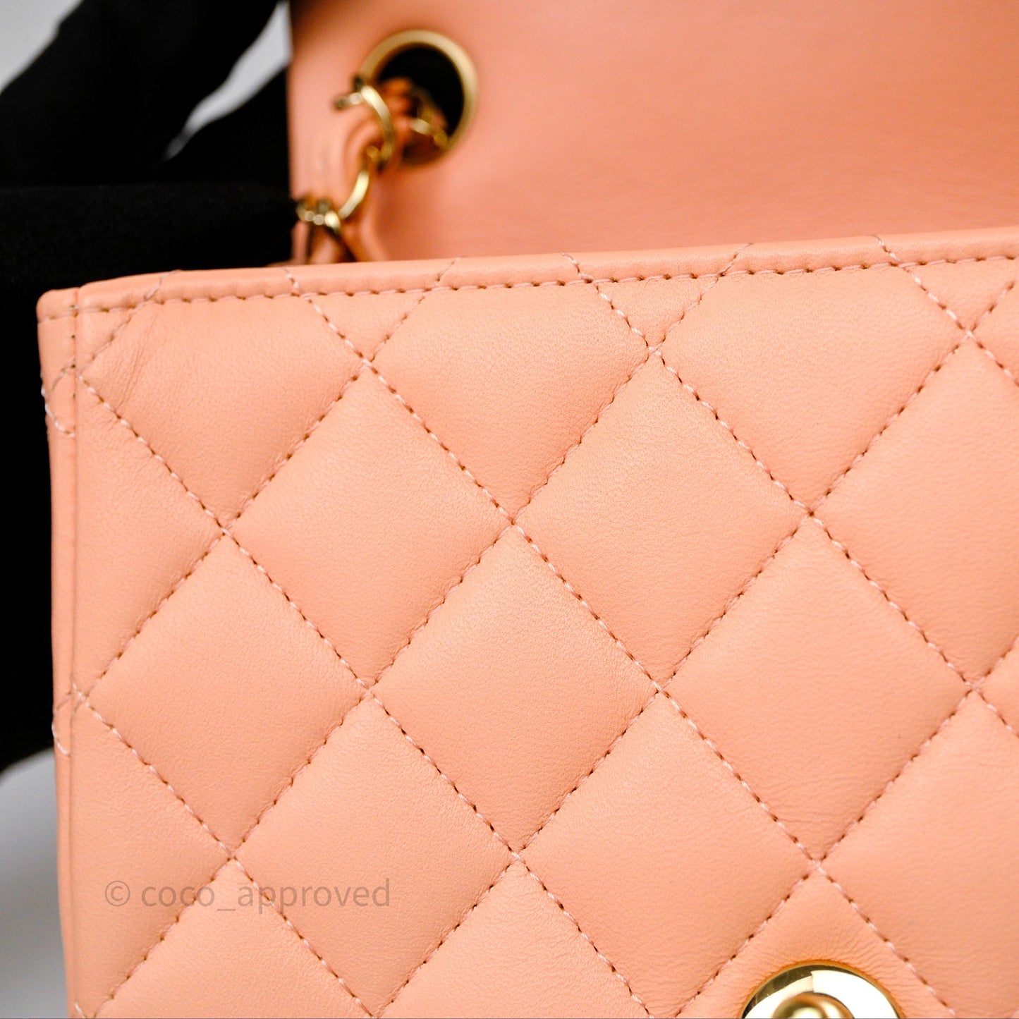 Chanel Mini Square Quilted Orange Claire Lambskin Gold Hardware