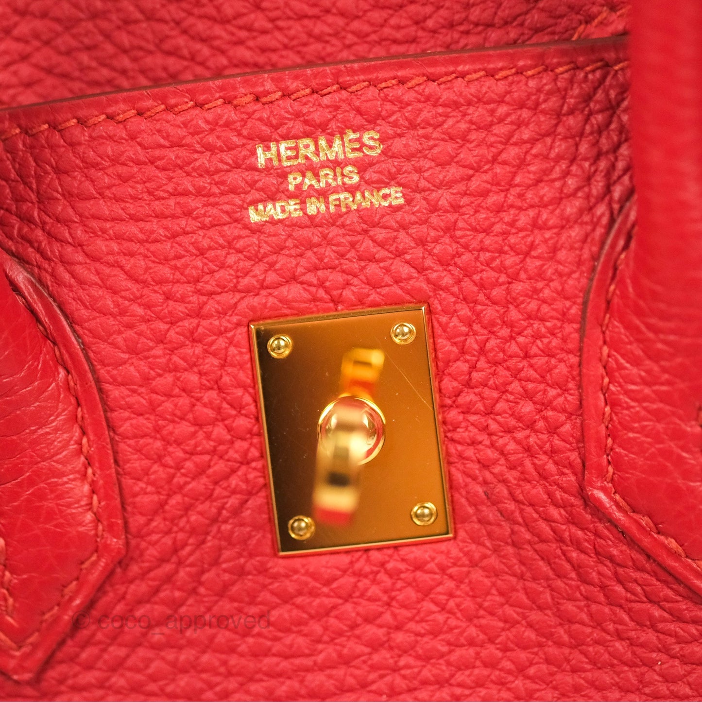 Hermes Birkin 25 Togo Rouge Vermillon Gold Hardware