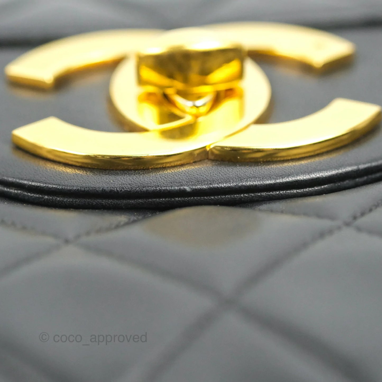 Chanel Vintage XL Jumbo Single Flap Black Lambskin 24K Gold Hardware