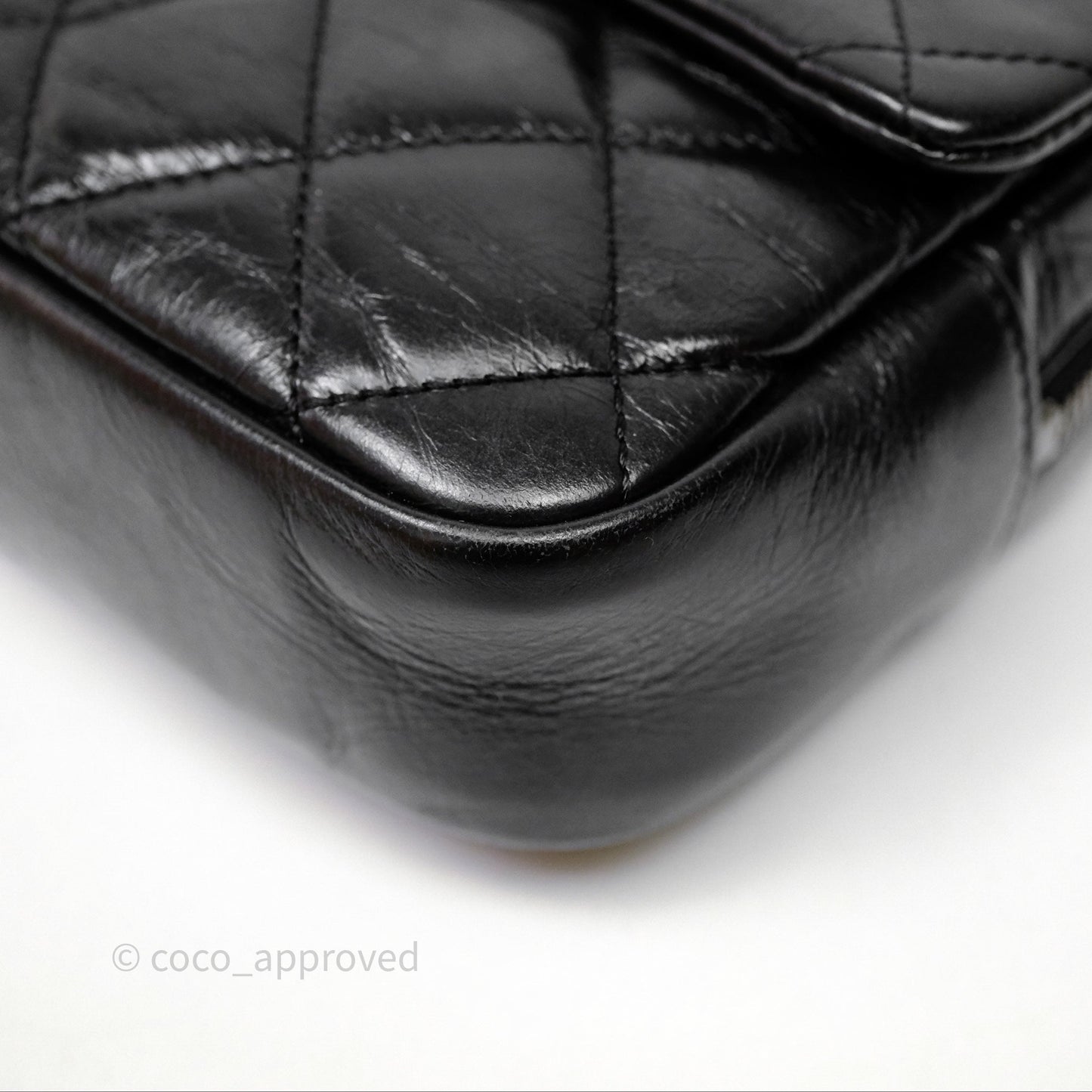 Chanel Flap Bag Black Glazed Calfskin Ruthenium Hardware