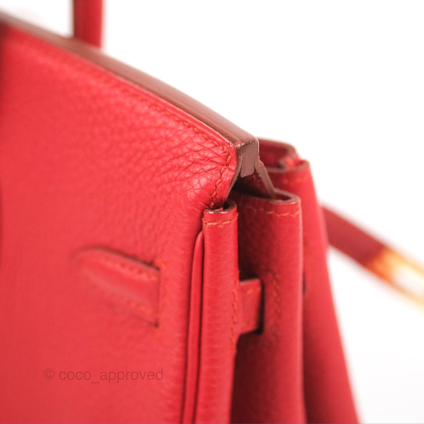 Hermes Birkin 25 Togo Rouge Vermillon Gold Hardware