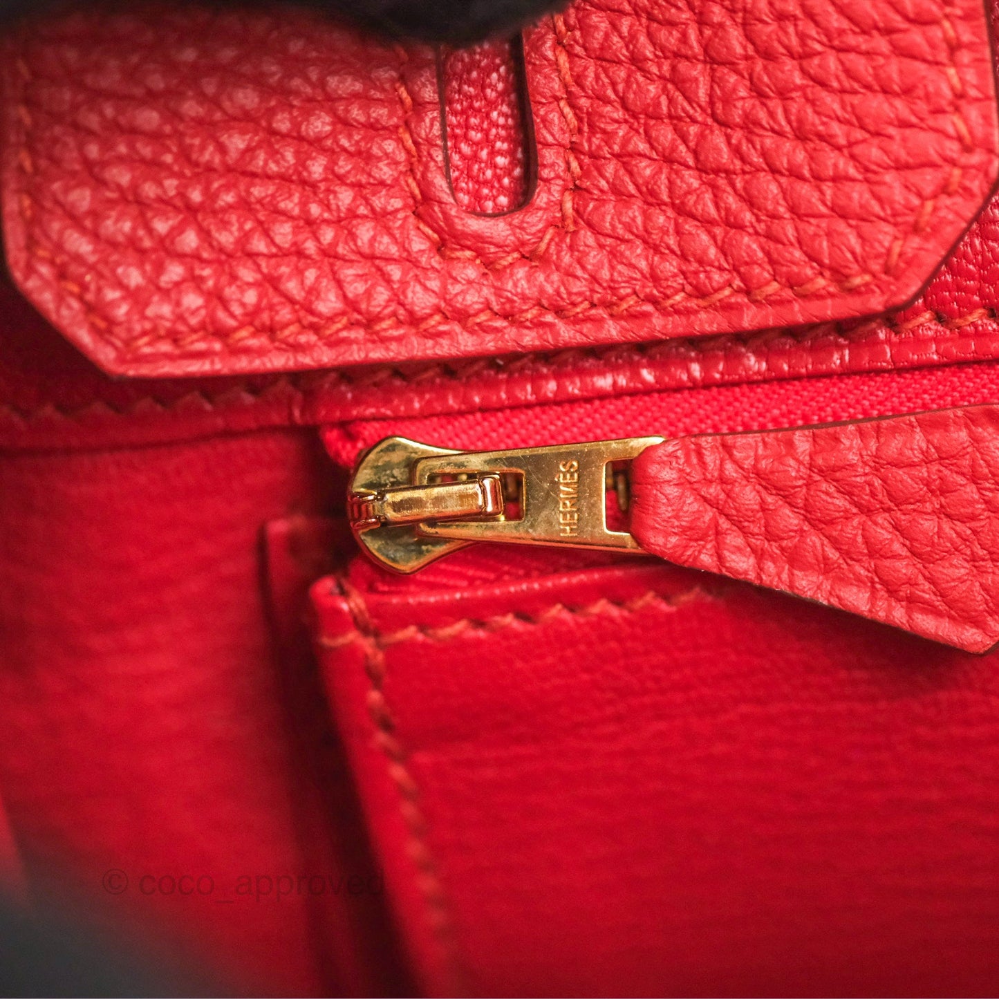 Hermes Birkin 25 Togo Rouge Vermillon Gold Hardware
