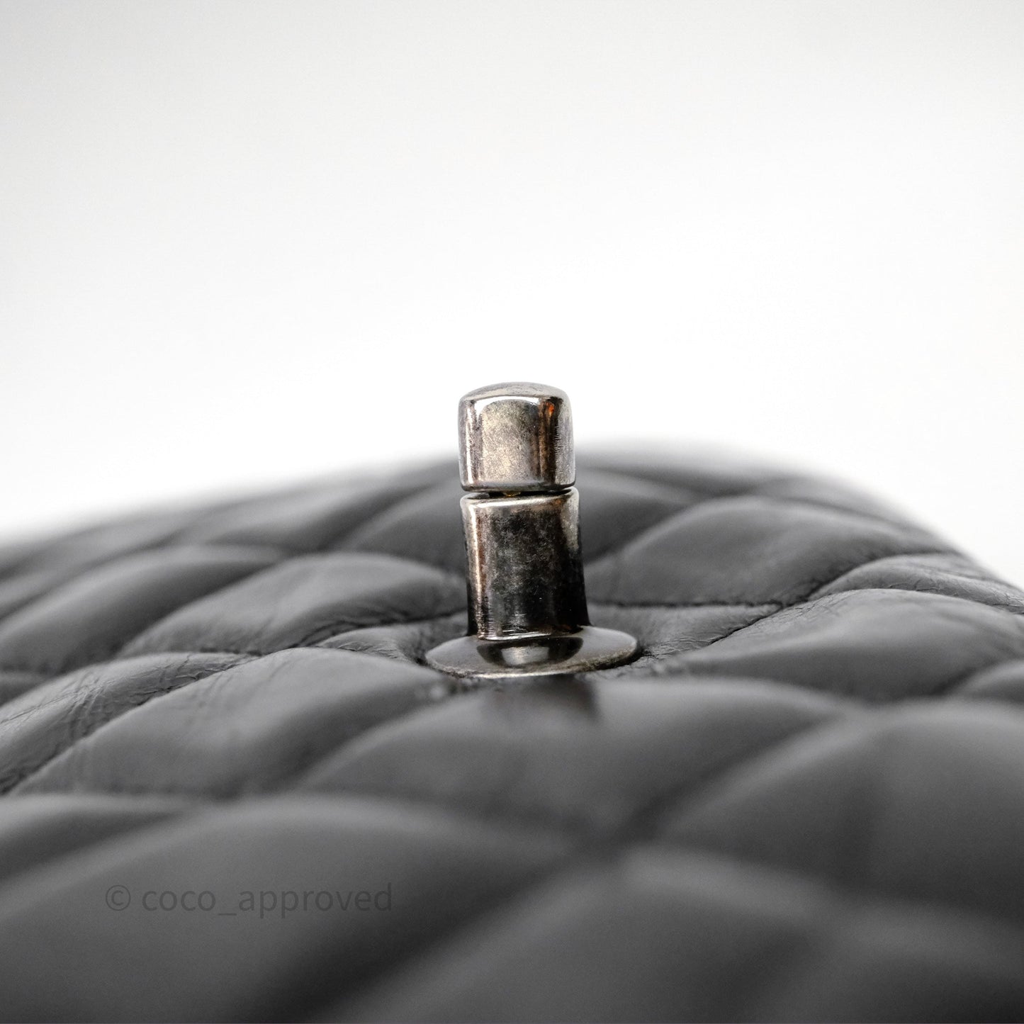 Chanel Flap Bag Black Glazed Calfskin Ruthenium Hardware