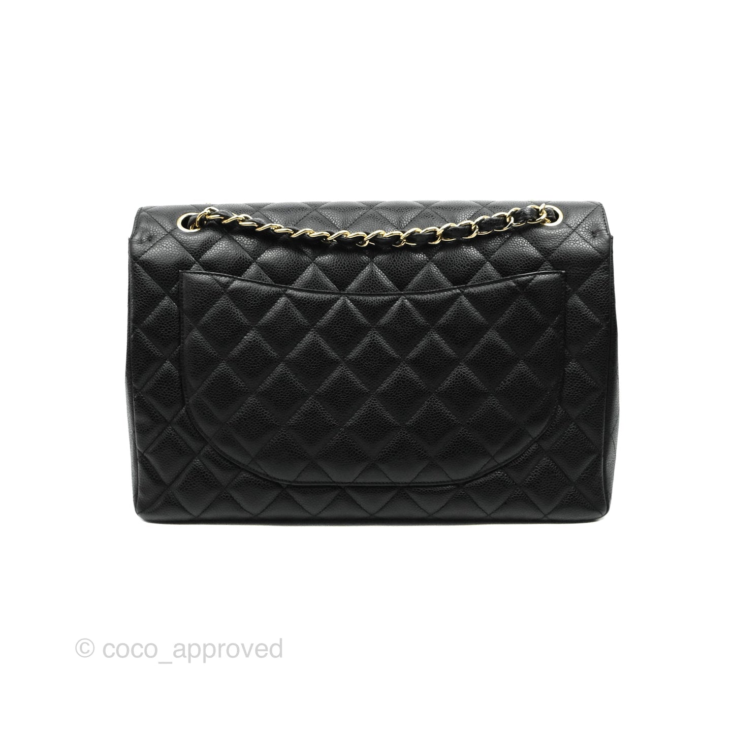 Chanel Quilted Single Flap Maxi Black Caviar Gold Hardware