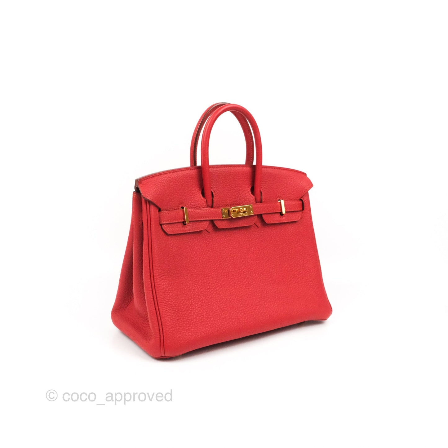 Hermes Birkin 25 Togo Rouge Vermillon Gold Hardware