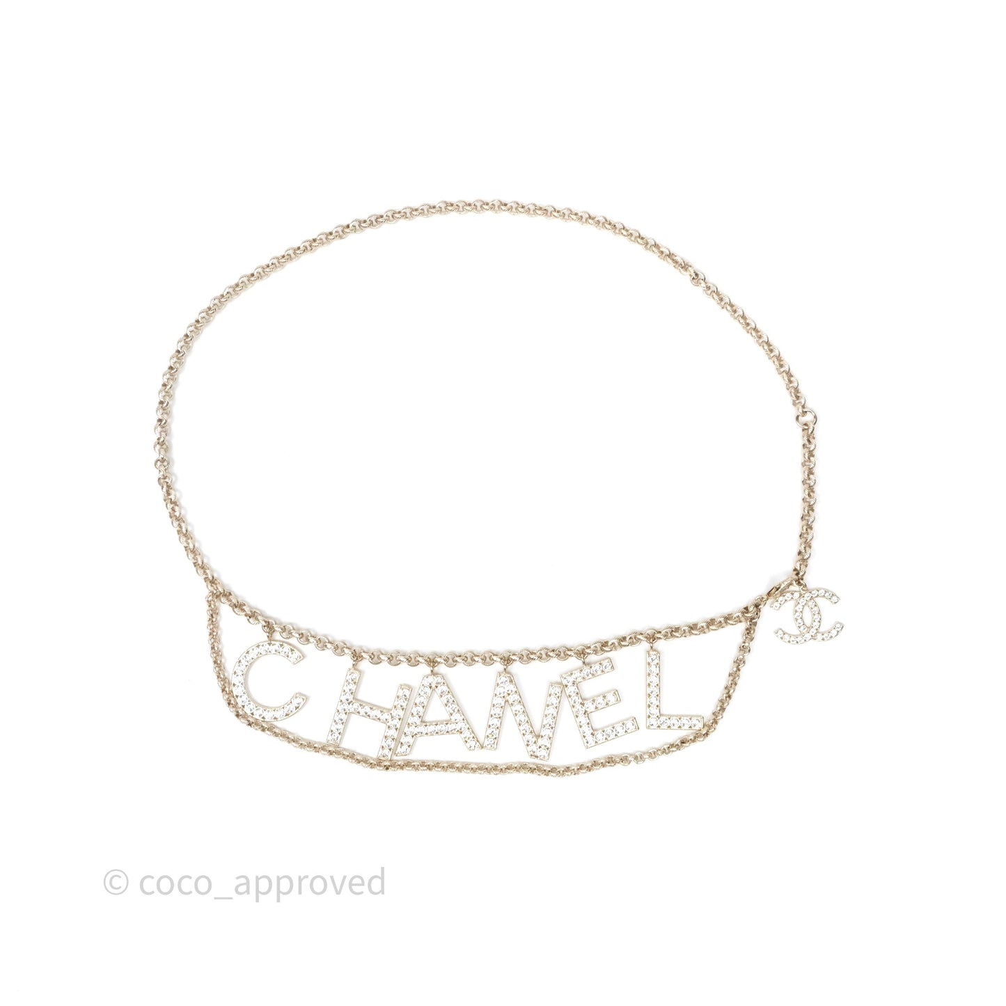 Chanel Crystals Logo Chain Belt Gold Tone 19S