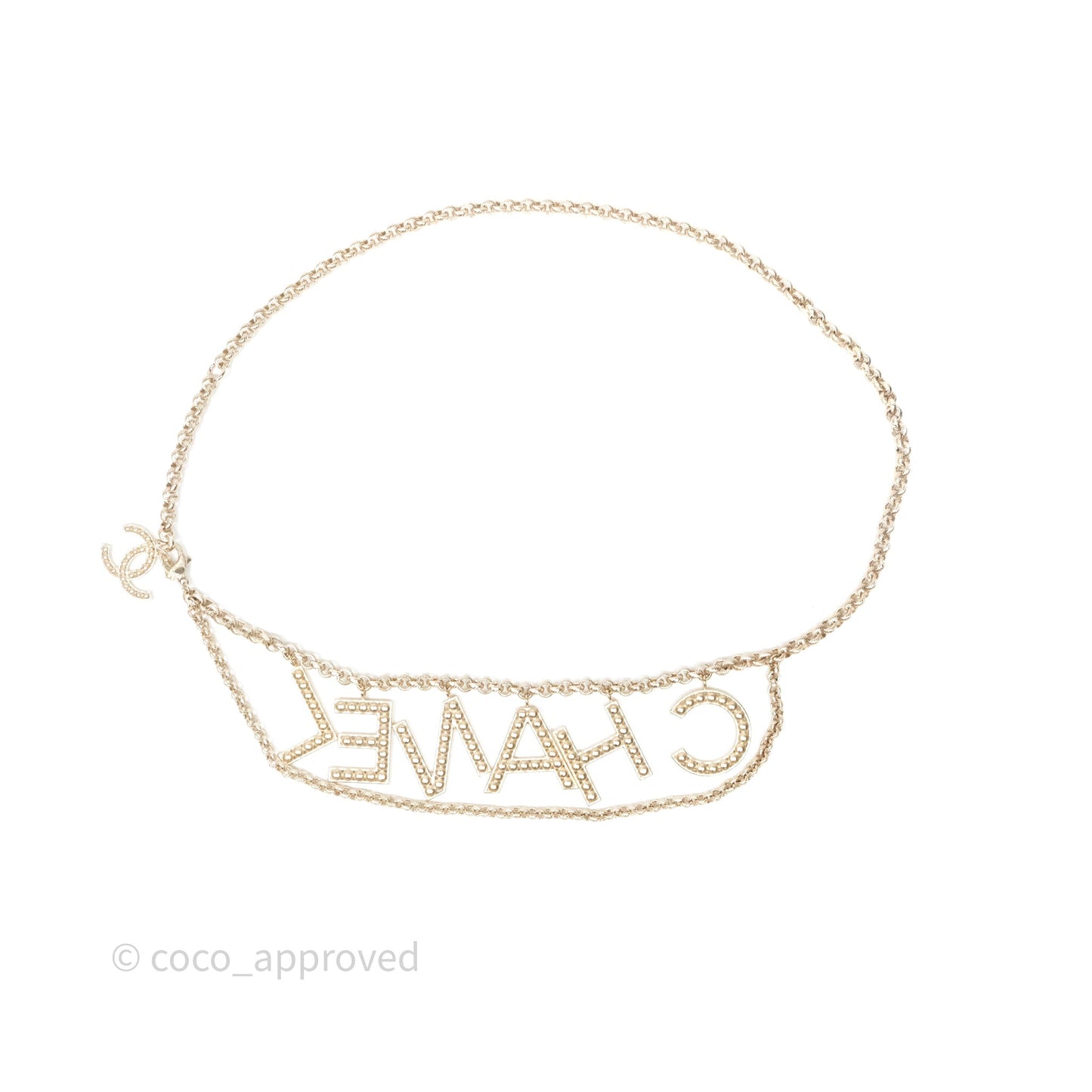 Chanel Crystals Logo Chain Belt Gold Tone 19S