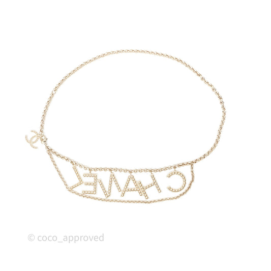 Chanel Crystals Logo Chain Belt Gold Tone 19S