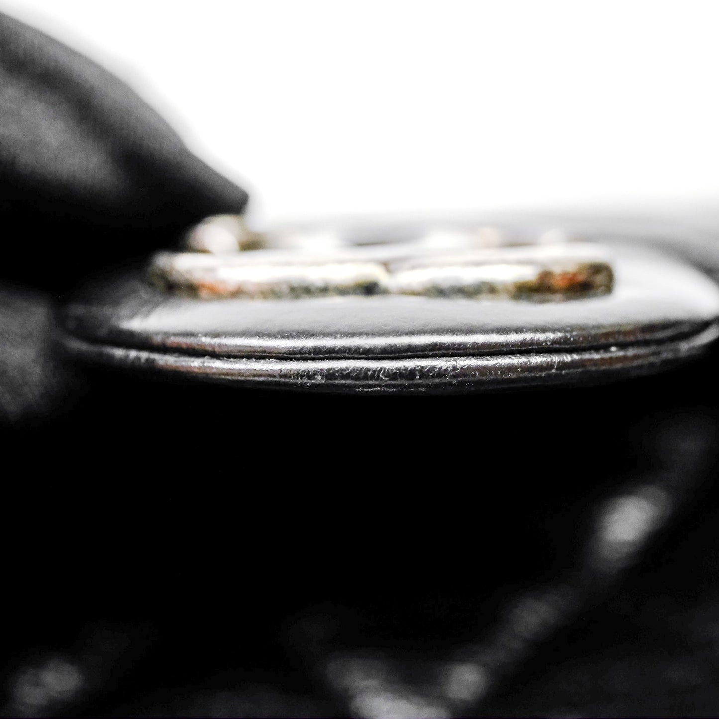 Chanel Flap Bag Black Glazed Calfskin Ruthenium Hardware