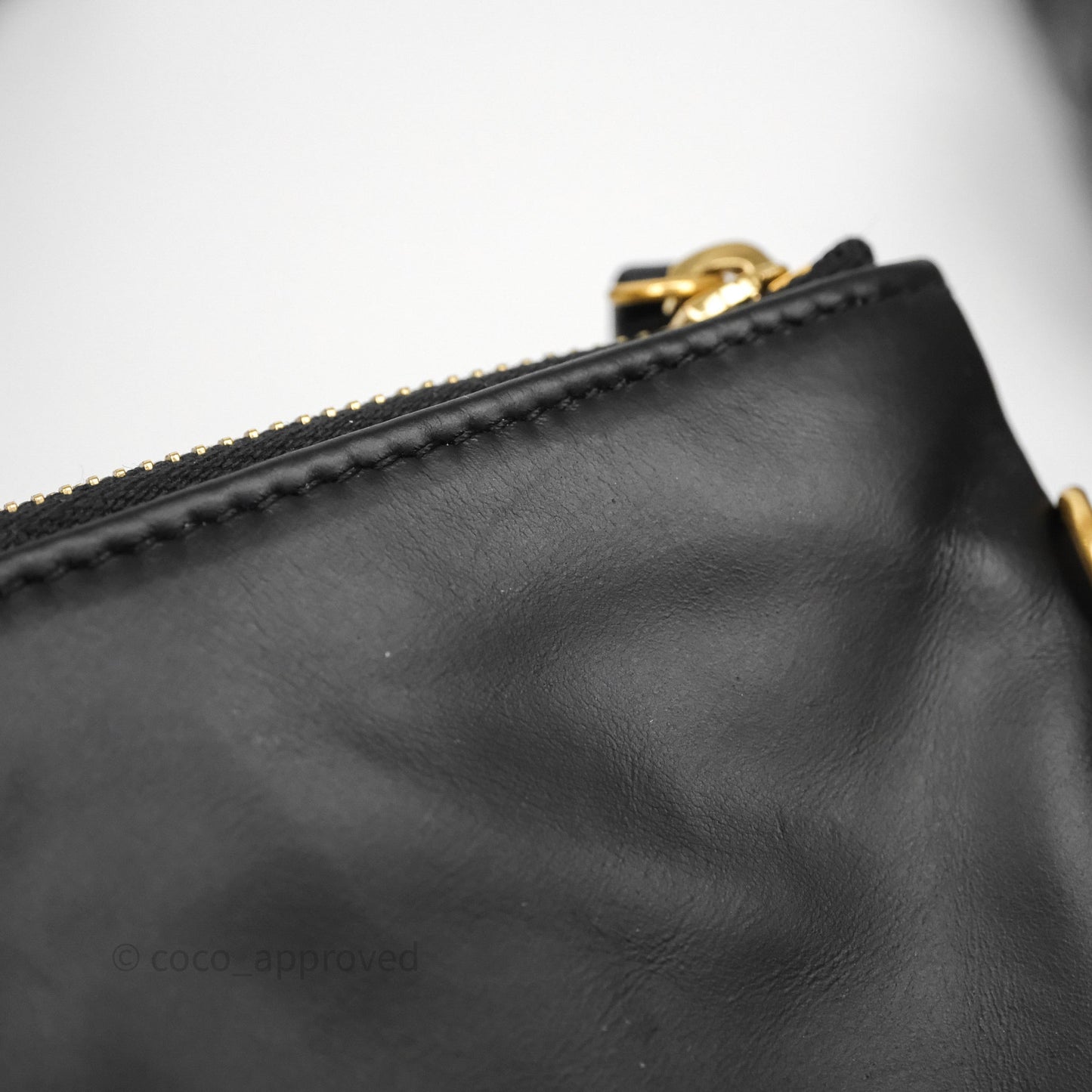 Chanel 22 Medium Black Crumpled Calfskin Aged Gold Hardware